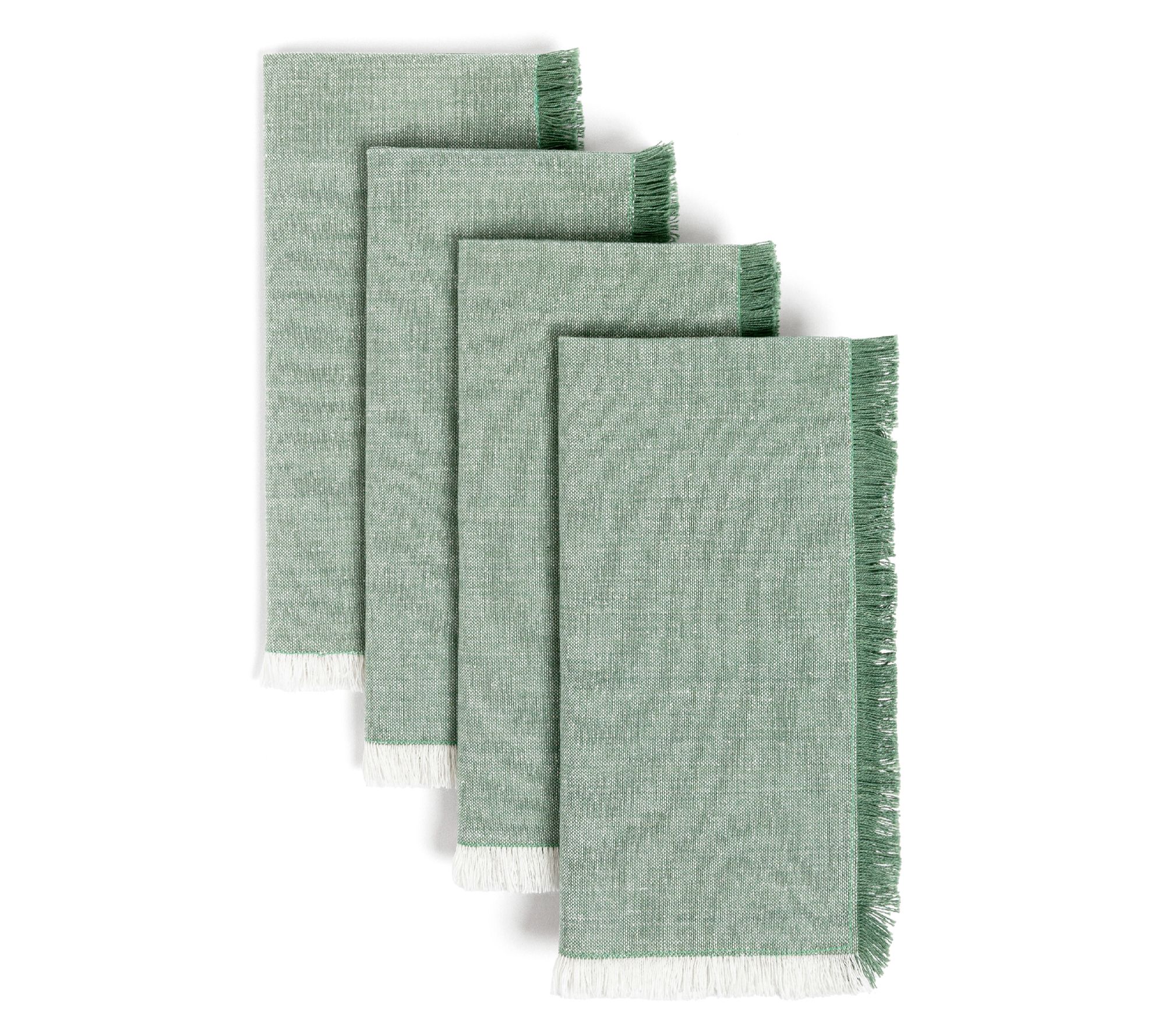 over&back Woven Frayed Chambray Cotton Cloth Napkins, Set of 4