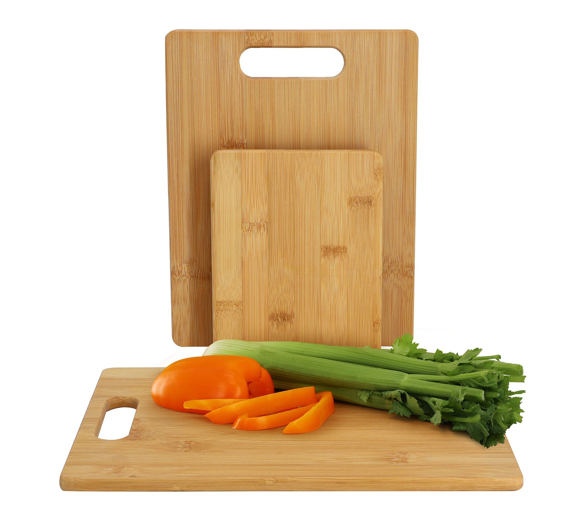 MegaChef 3pc 8in, 11in, and 13in Bamboo Wood Cutting Board Set