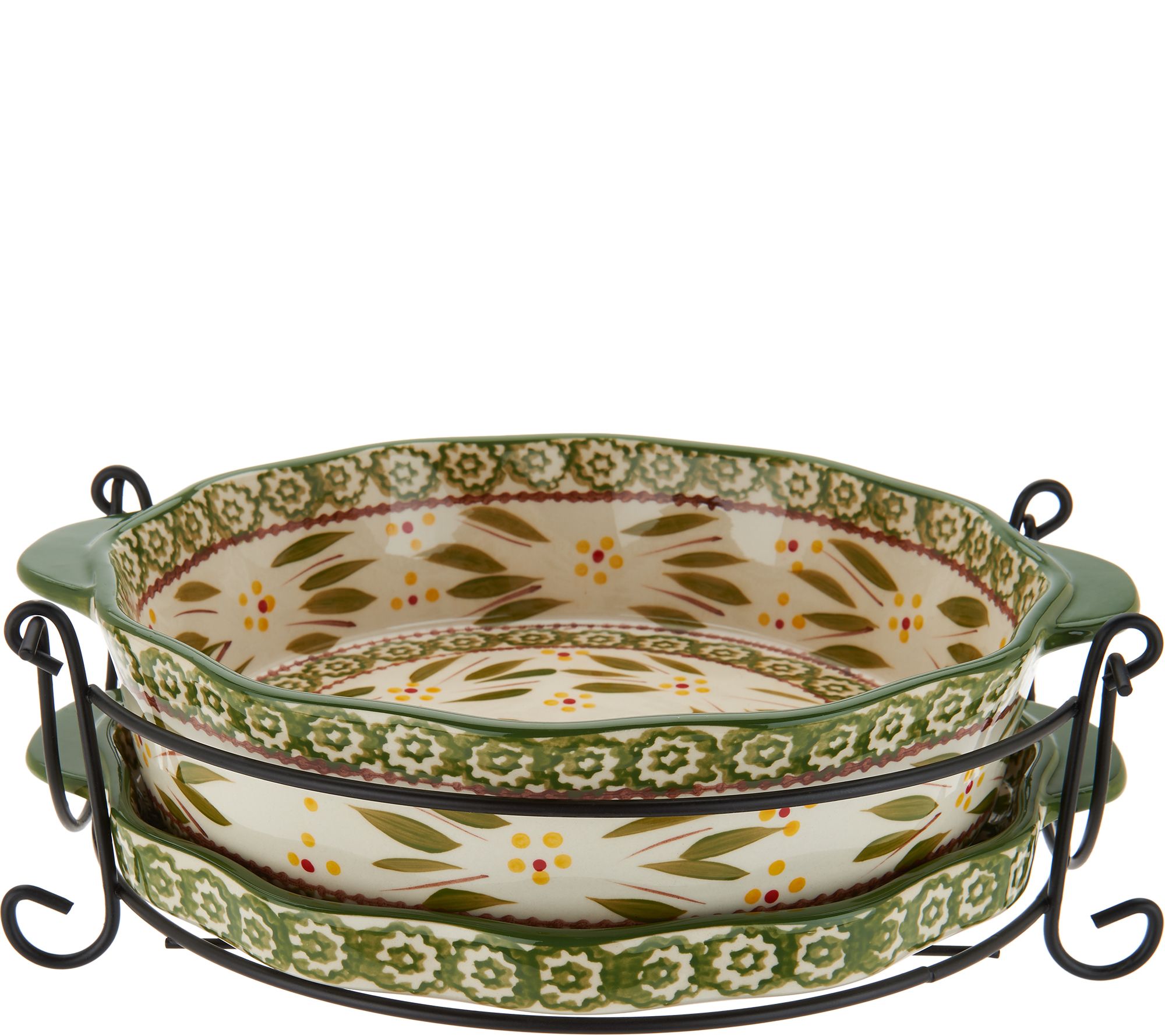 Temptations Old World 9" Pie Plate with Lidit & Rack