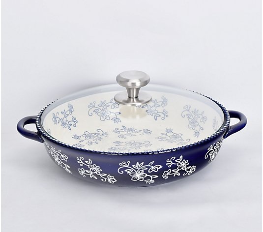 Temp-tations Floral Lace 3-qt Round Baker with Glass Lid