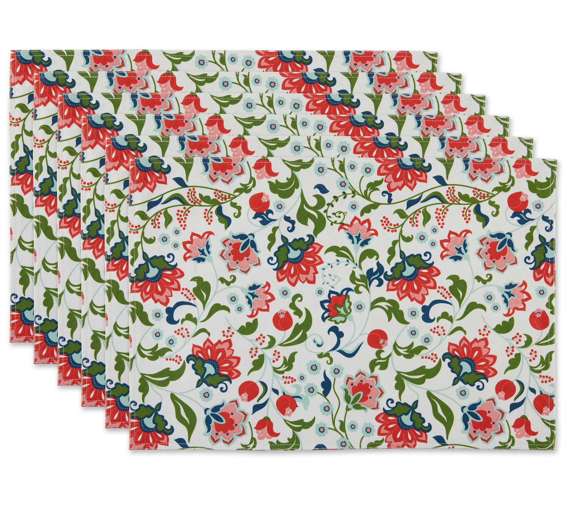Design Imports Set of 6 Garden Floral Outdoor Pacemats