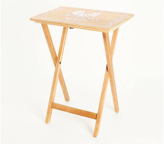 Temp-tations Folding Wood TV Tray Table with Removable Tray