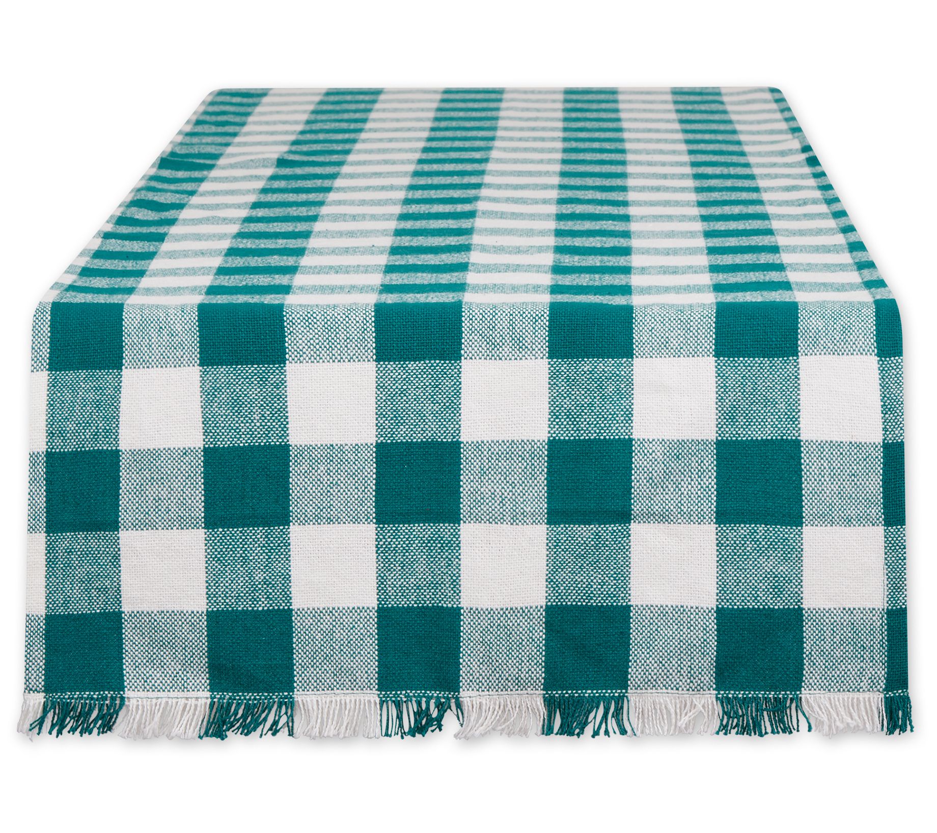 Design Imports 14"x108" Heavyweight Check Fring e Table Runner