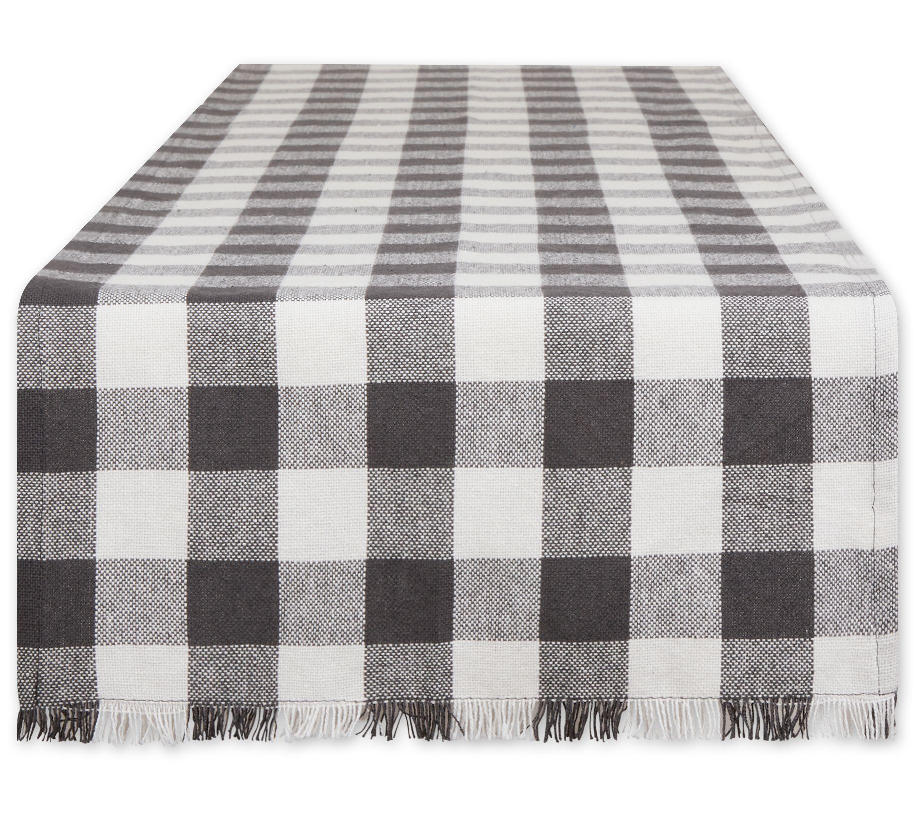 Design Imports 14"x108" Heavyweight Check Fring e Table Runner