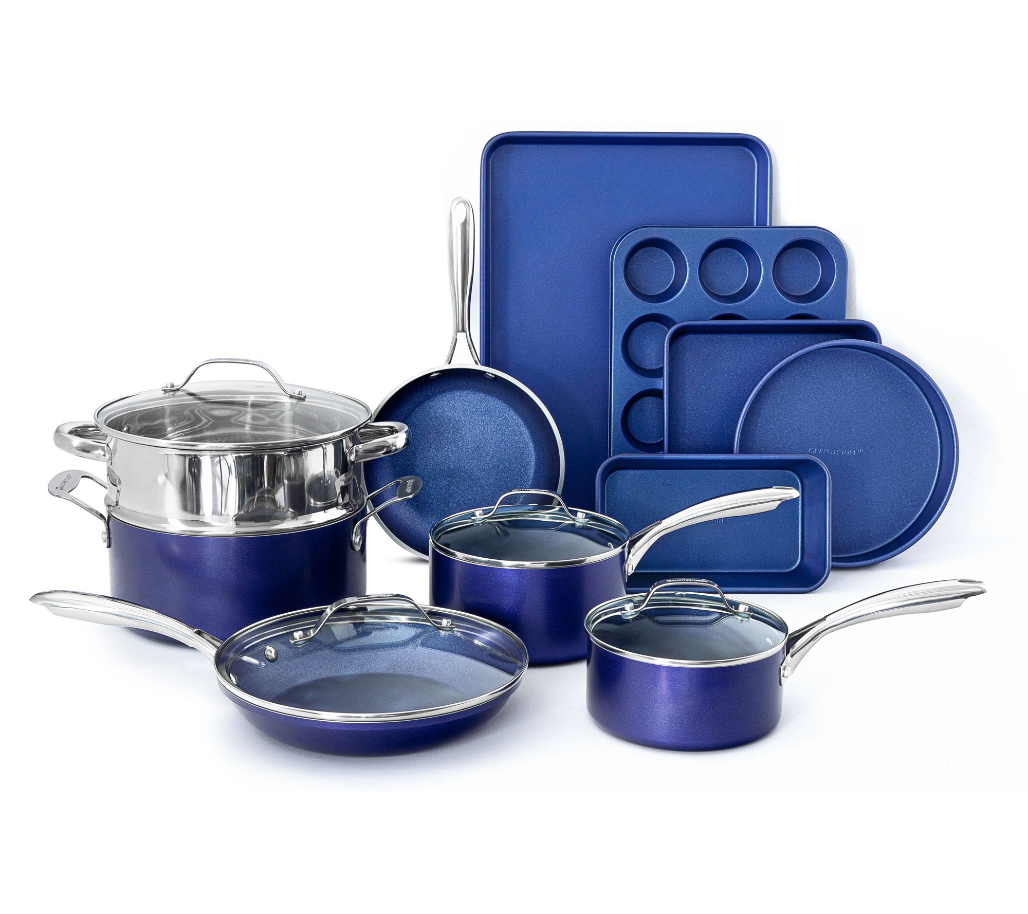 Granitestone Blue Nonstick 15 Piece Cookware and Bakeware Set