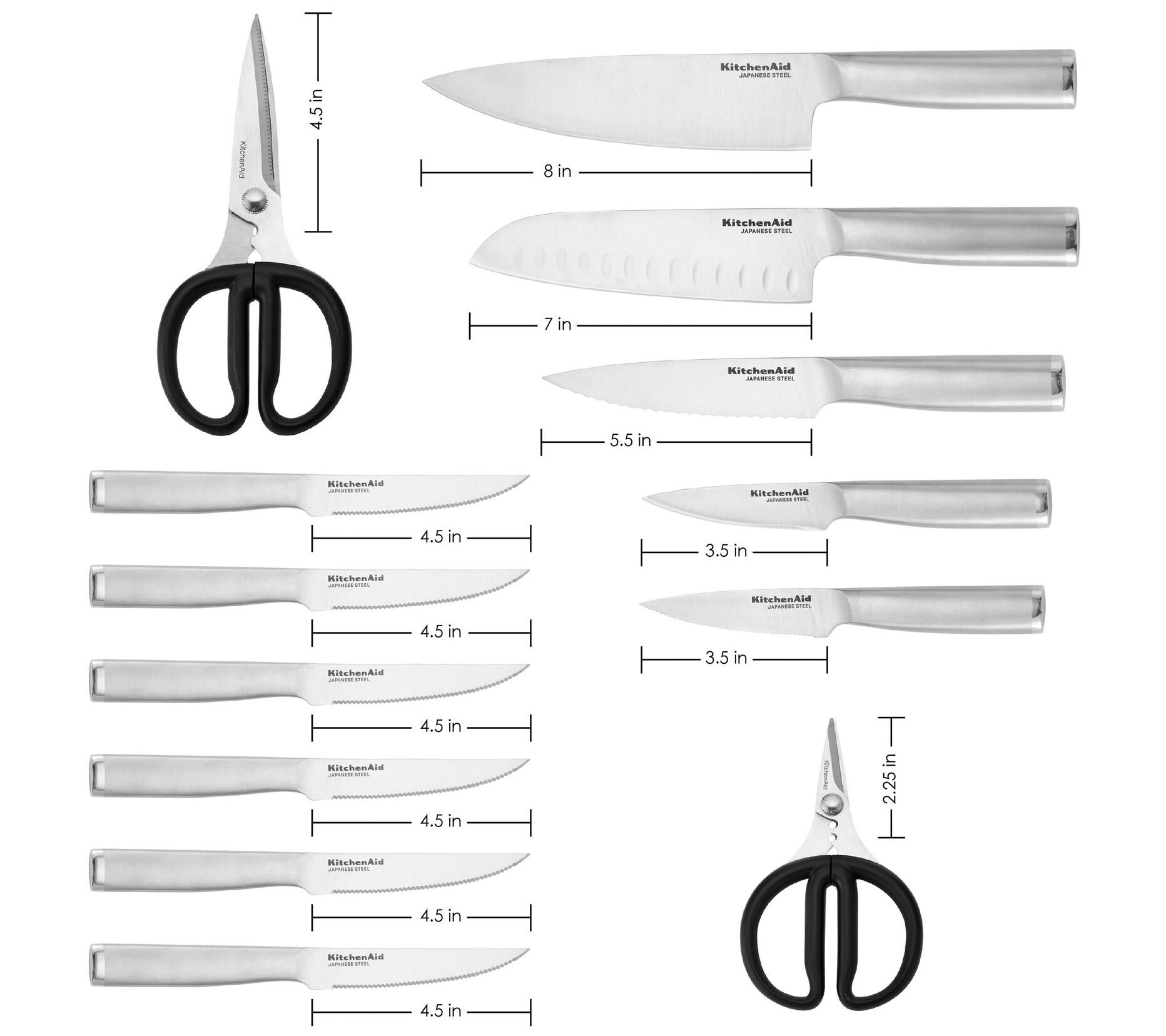 Knife Sets for Kitchen with Block, HUNTER.DUAL 15 Piece Knife Set with Built-in Sharpener, Dishwasher Safe, German Stainless Steel, Elegant Black