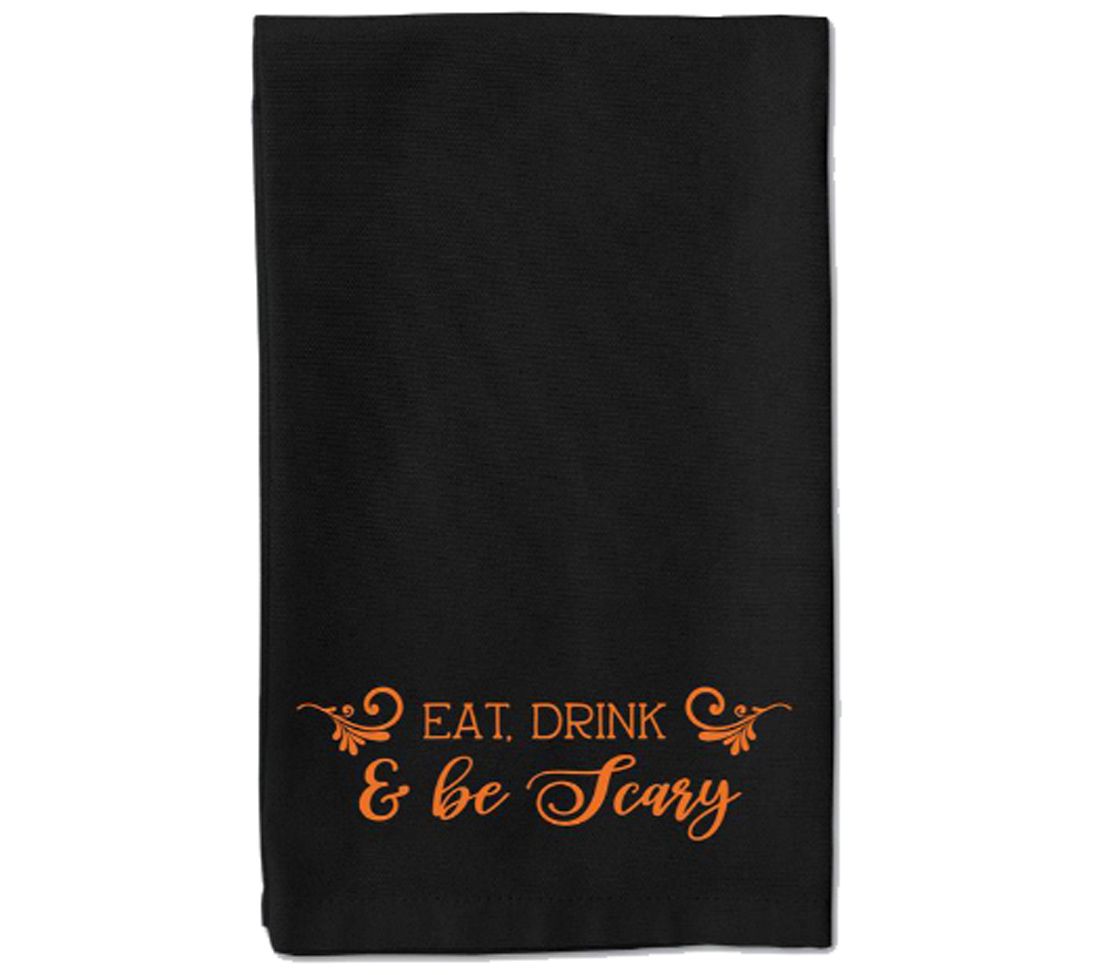 Young's Inc. Set of 4 Black Halloween Kitchen Towels