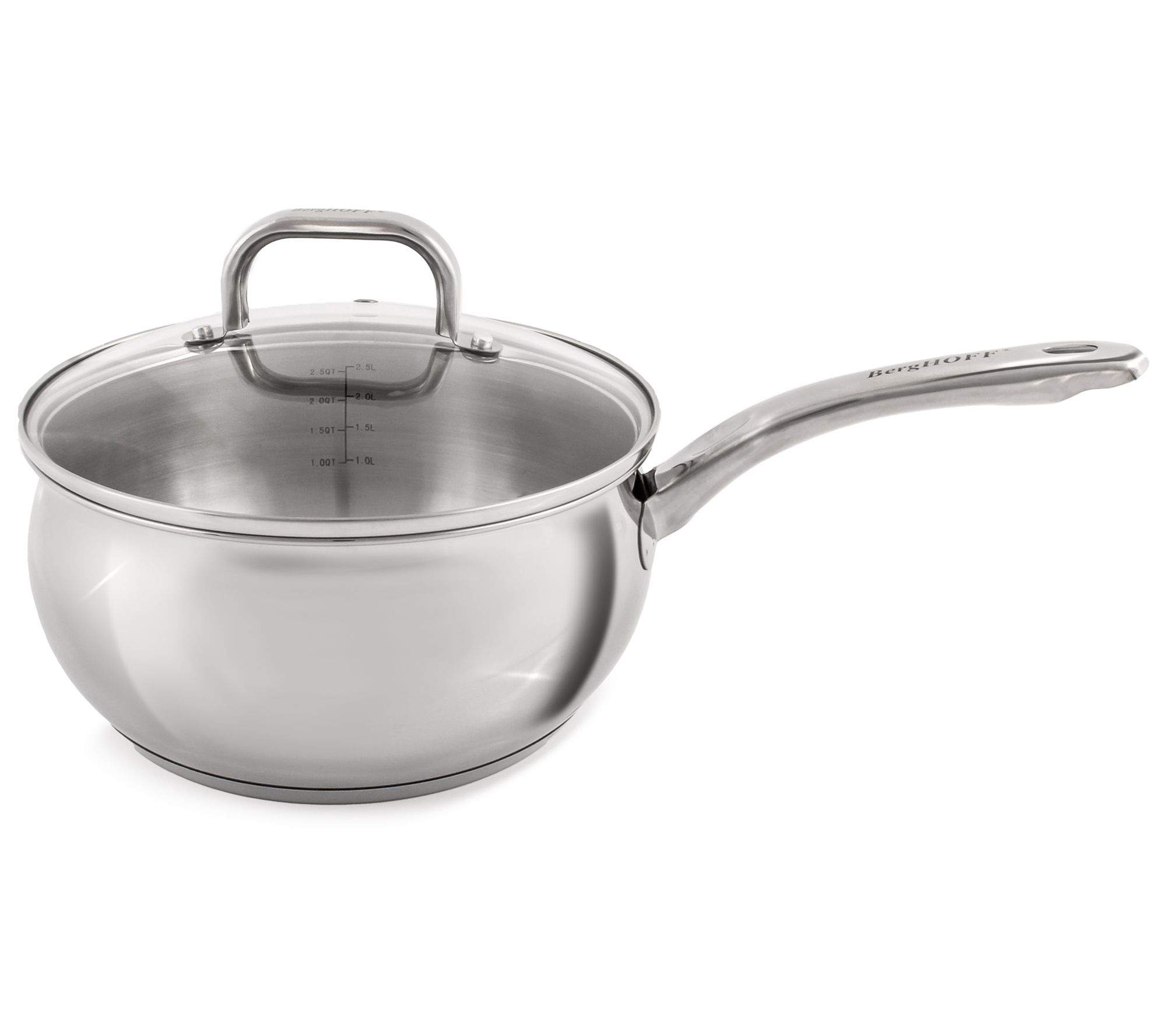 BergHOFF Belly Shape 18/10 SS 8" Sauce Pan withLid, 3.2qt.