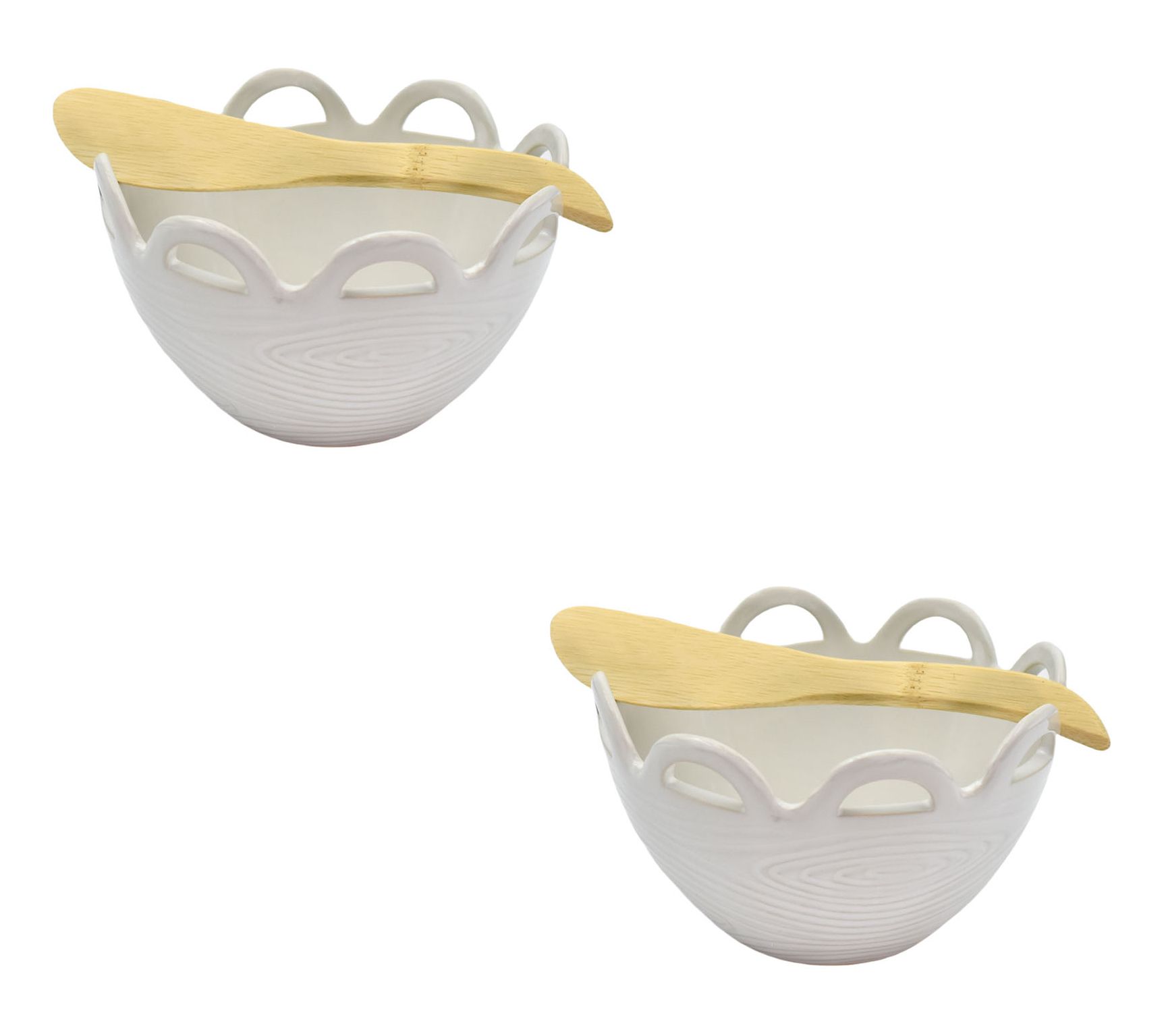 Temp-tations Woodland S/2 Scalloped Ramekins with Spreaders