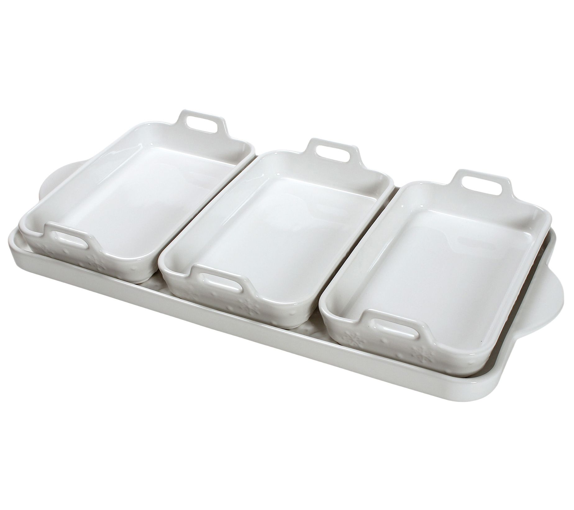 Temp-tations Seasonal Set of 3 Micro Bakers w/ Serving Tray