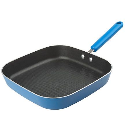 CooksEssentials Hardcoat Enamel II 14 Square Divided Skillet w/Press 