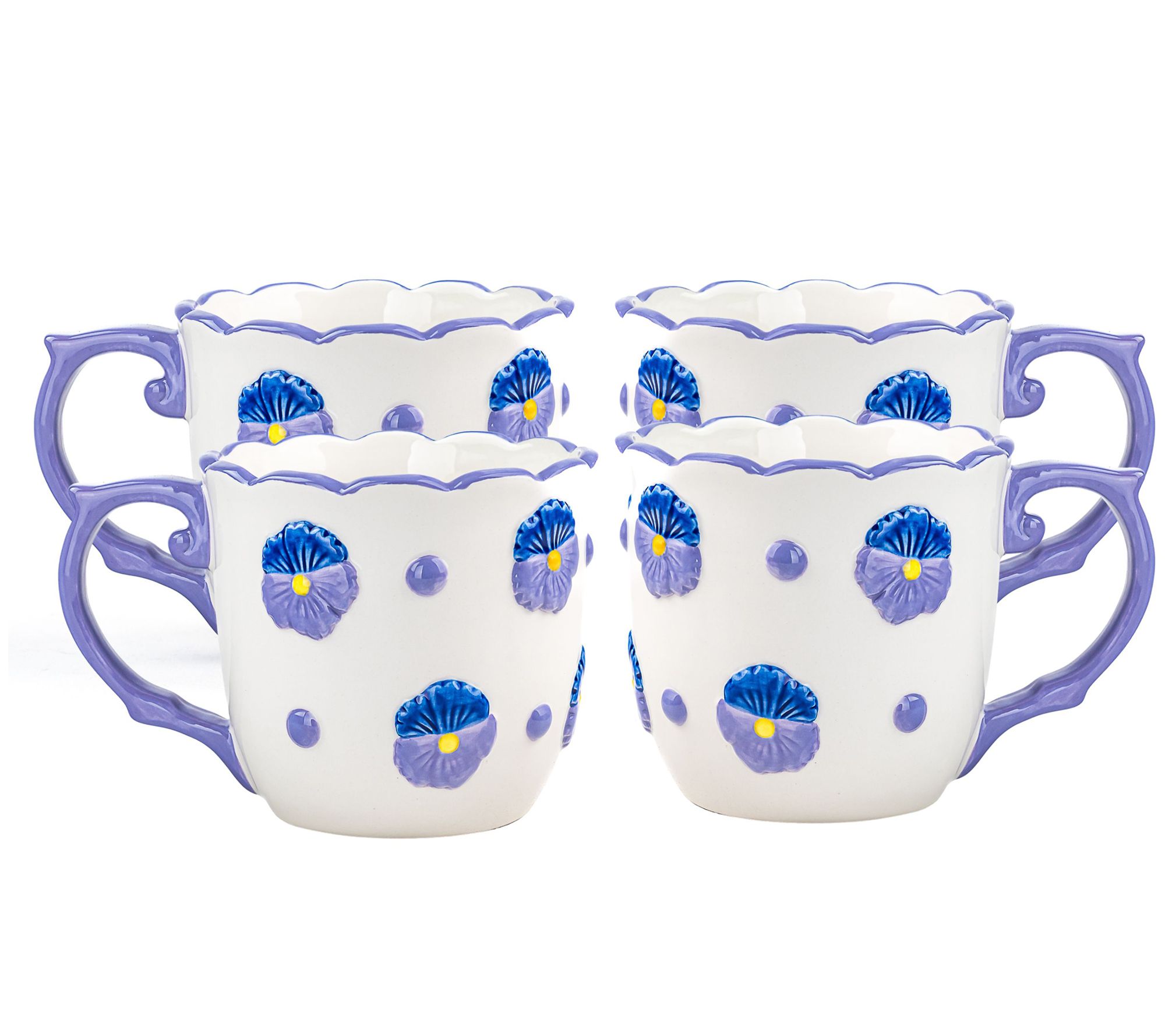 10 Strawberry Street Scroll Handle Set of 4 Mugs