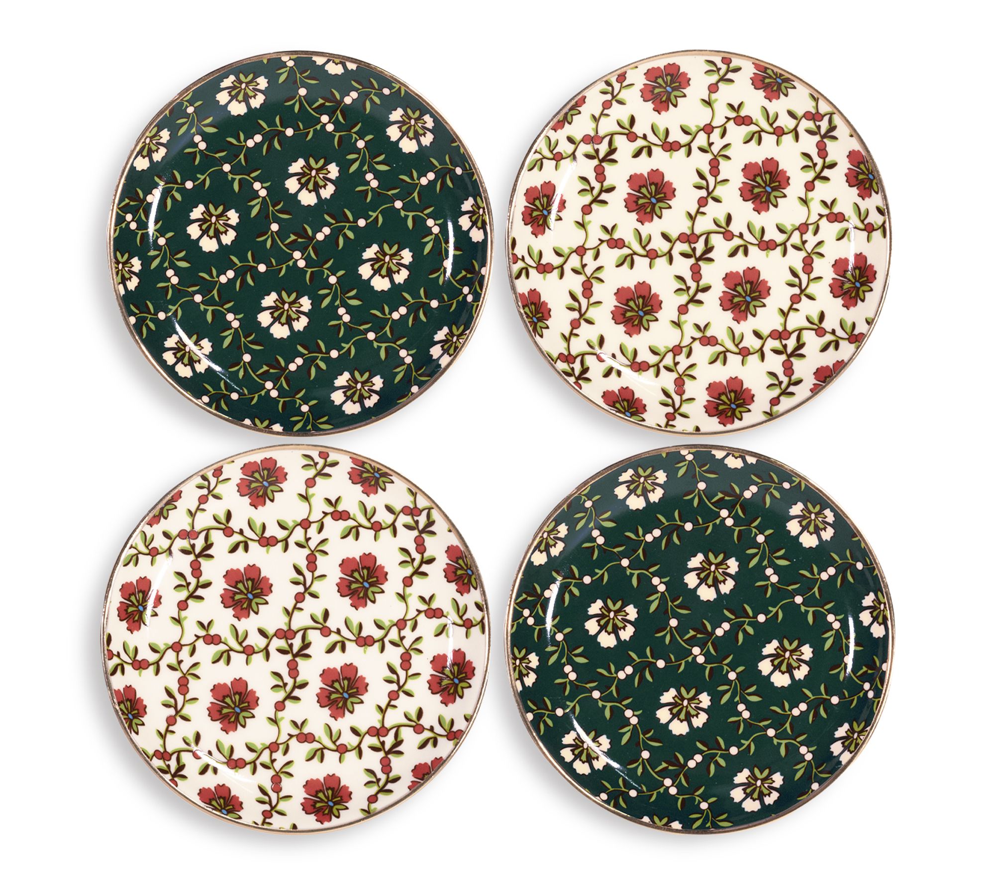 Vera Bradley Ceramic Coaster Set, Mistletoe Lattice