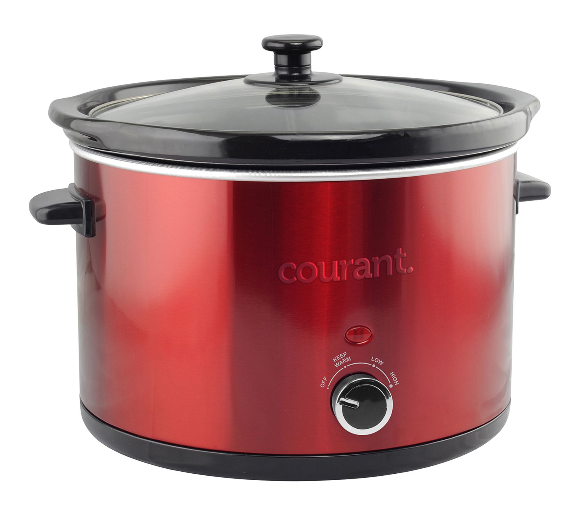 Courant 5.5 Quart Slow Cooker, Keep Warm/Low/High Settings-Red