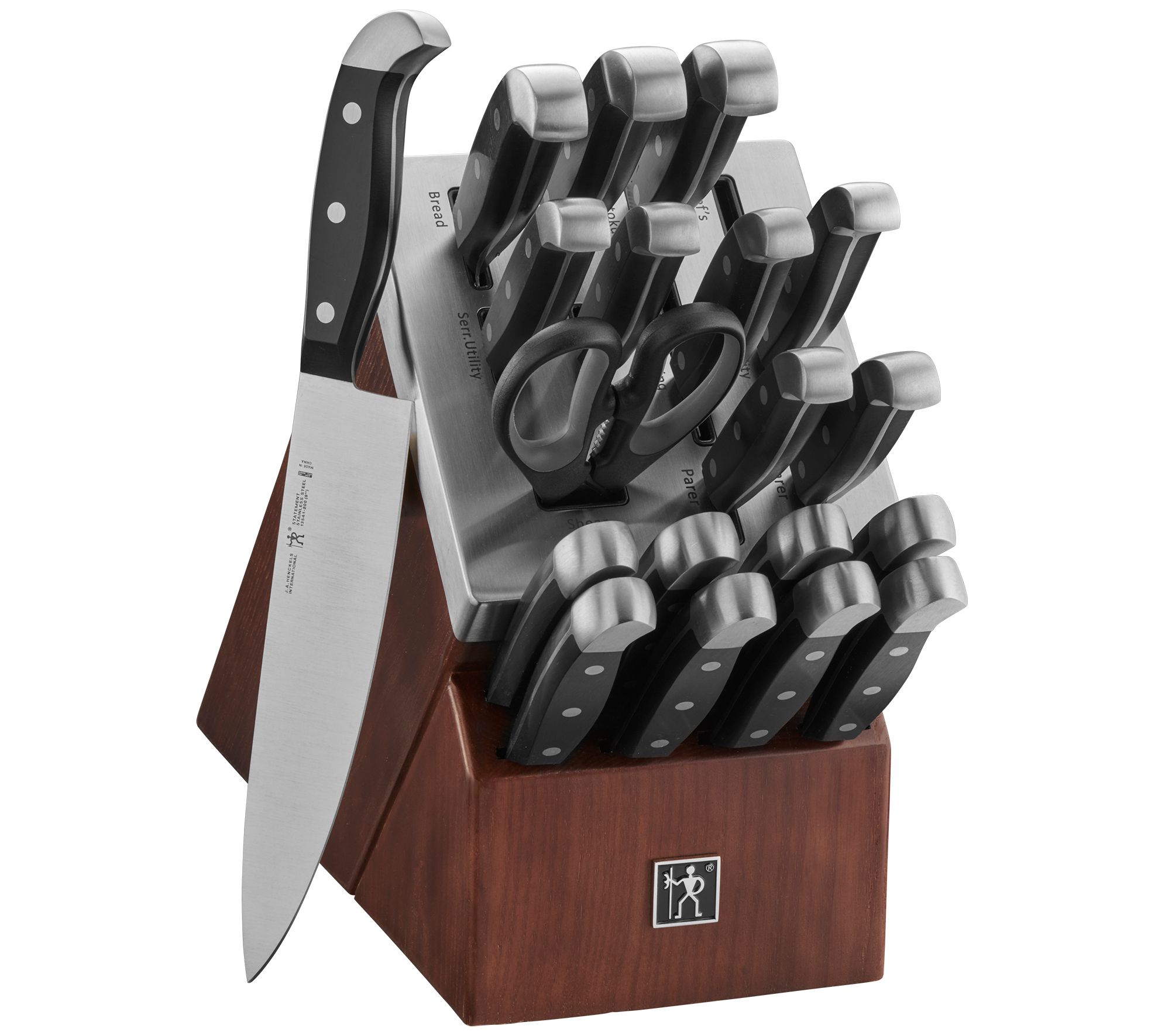 Triple Riveted Slim Knife Block Set With Built in Sharpener 14