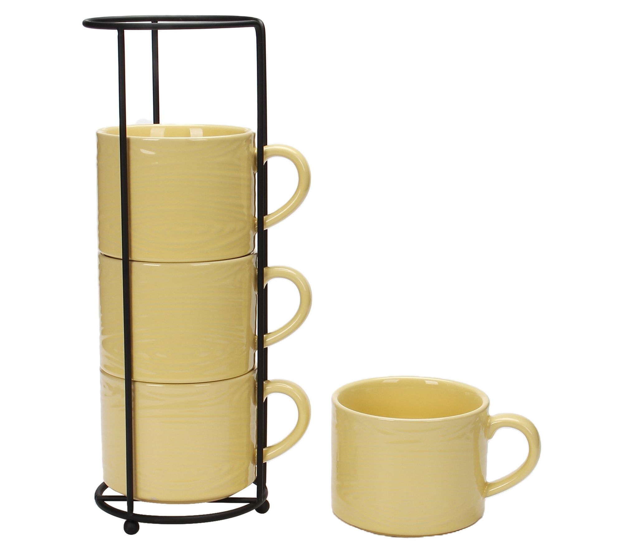 Temp-tations Woodland Set of 4 14-oz Stackable Mugs w/ Wire Rack