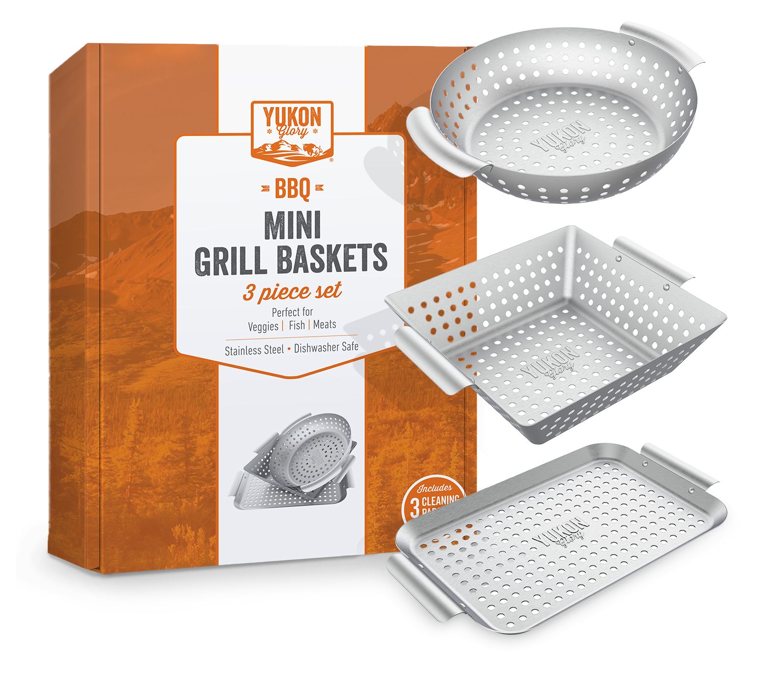 Yukon Glory 3-Piece Mini Grill Basket Set