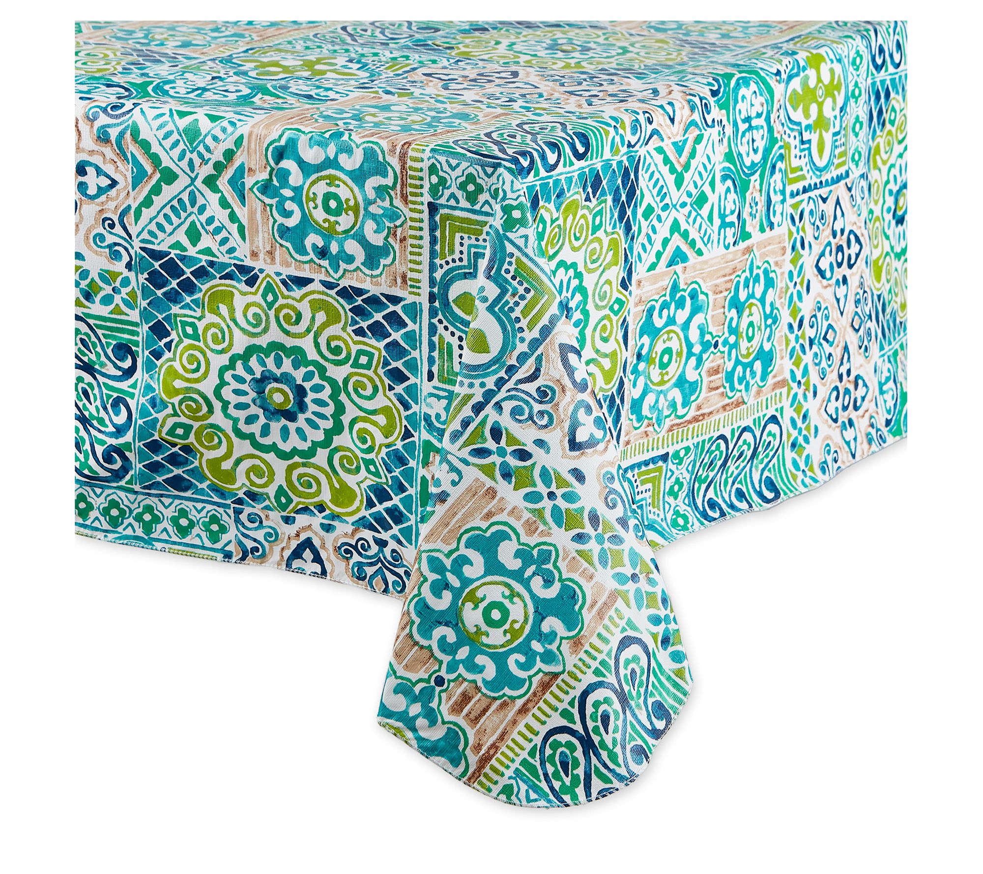 Design Imports Spanish Tile Vinyl Tablecloth 60x102