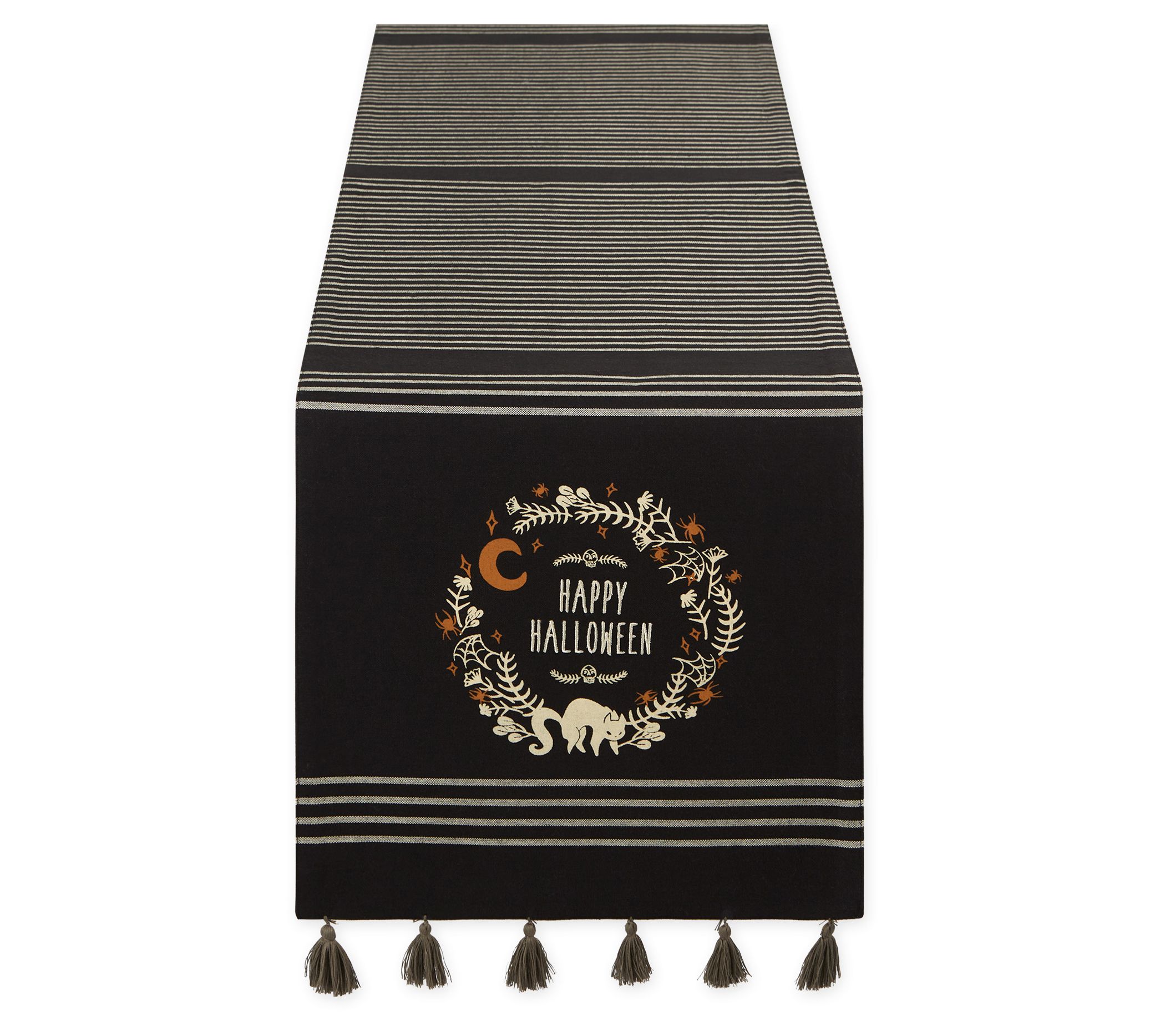 Design Imports Halloween Wreath Embellished Table Runner 14x72