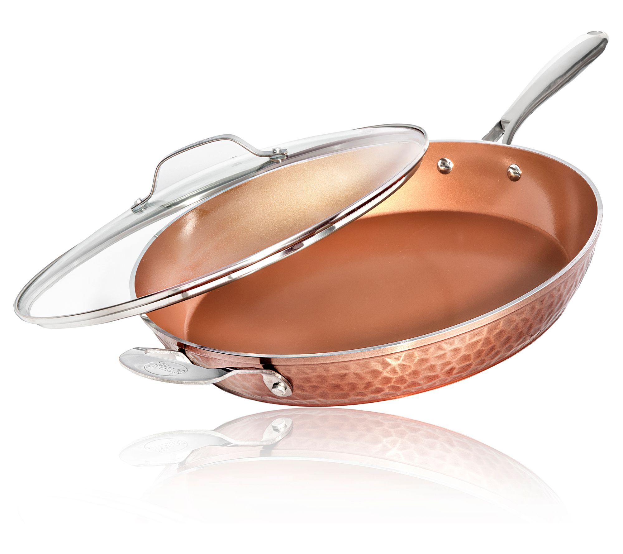 Gotham Steel Hammered 14" Nonstick Family Fry P an with Lid