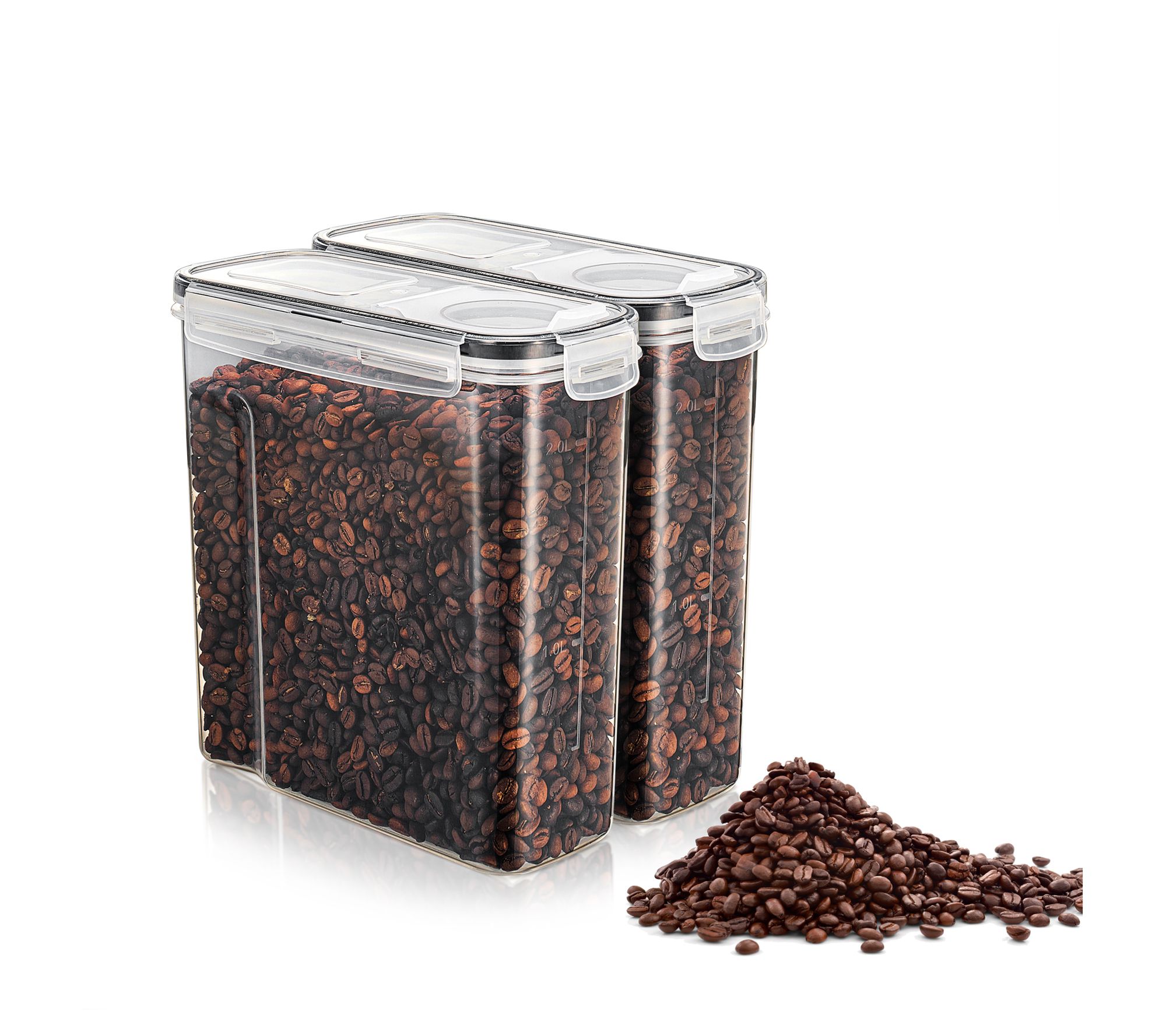Sorbus Airtight Coffee Bean St orage Set Clear Plastic 2-Pack