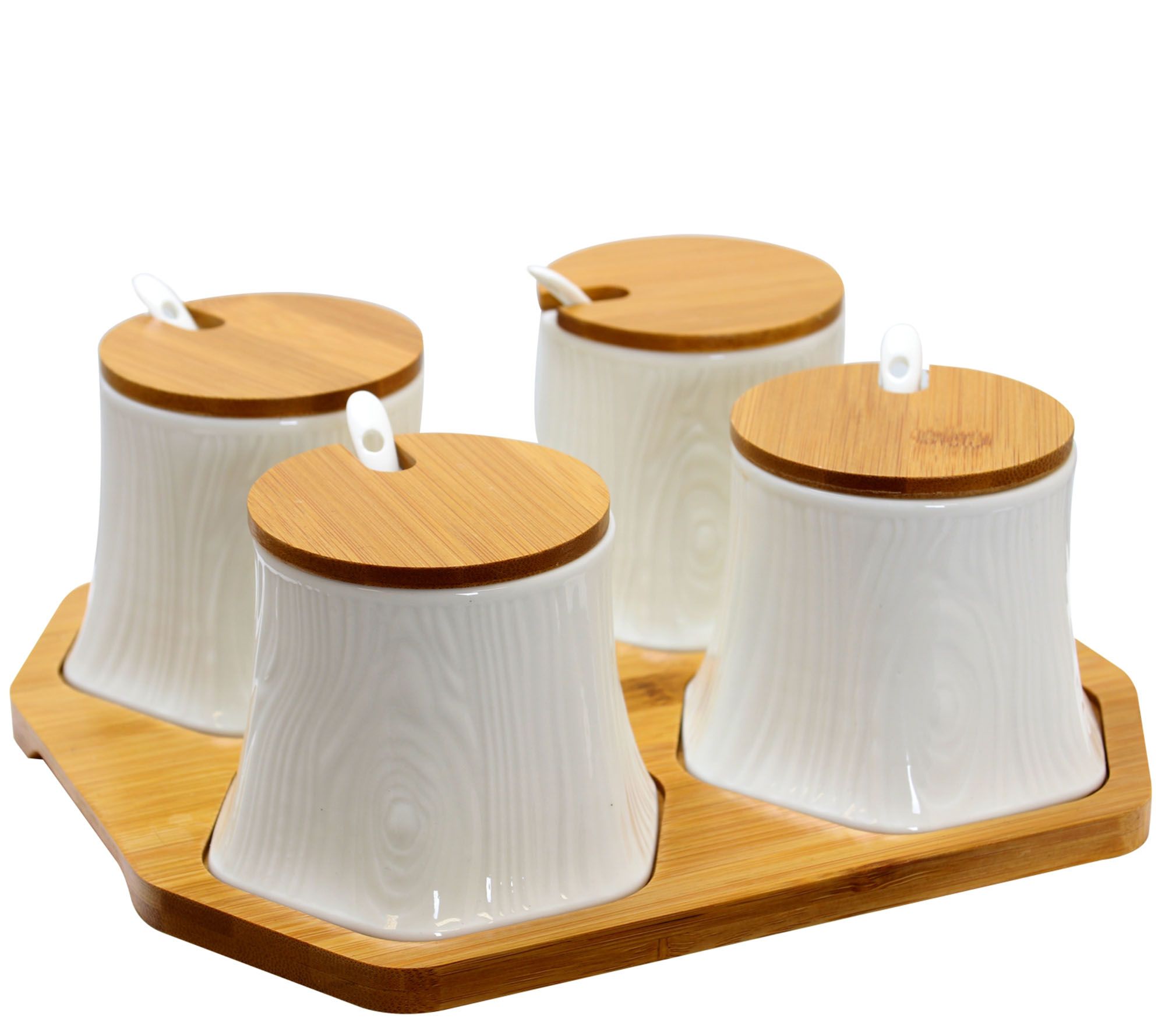 Elama Condiment Container Spice Jar Set - TreeTrunk Texture - QVC.com