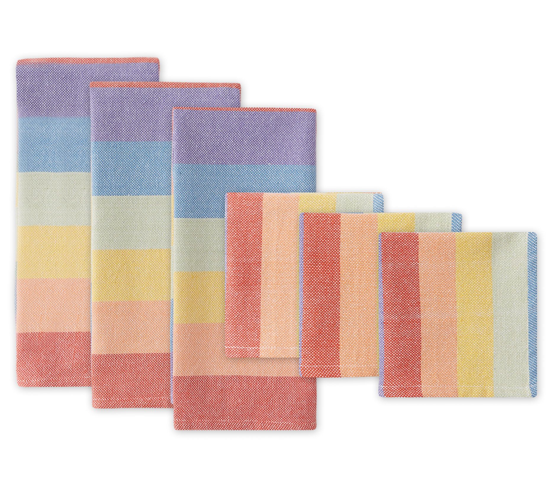 Design Imports Set of 6 Rainbow Kitchen Towelsishcloths