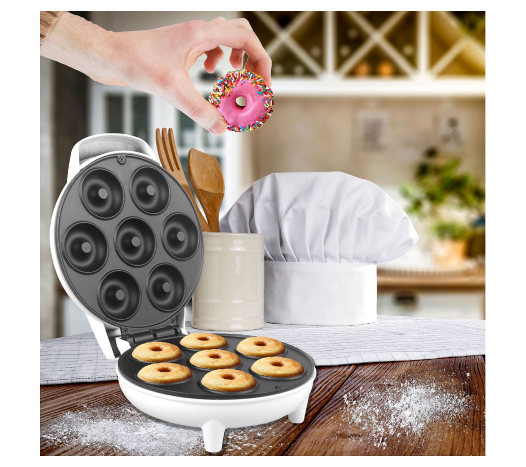 Courant Mini Donut Maker, Personal Griddle & Waffle Maker 