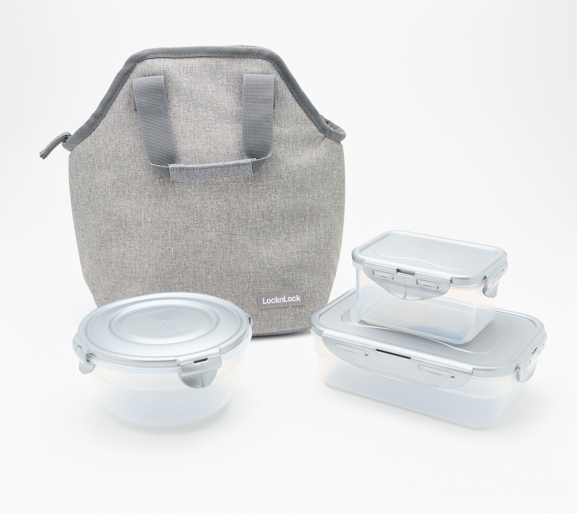 LocknLock Insulated Lunch Tote w/ (3) Multi-Shape Containers