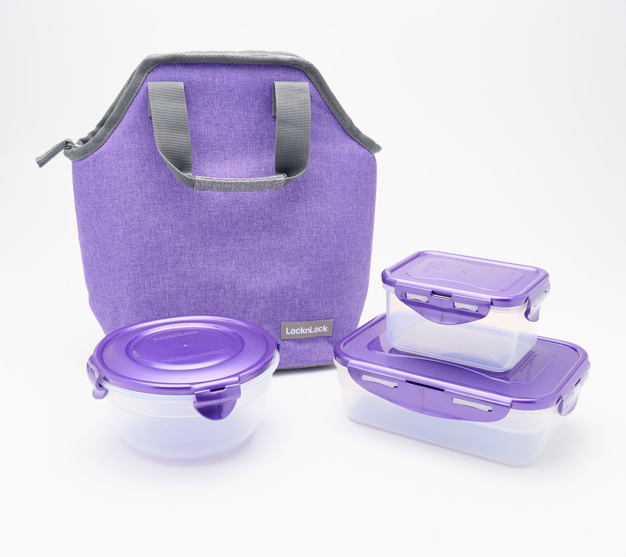 LocknLock Insulated Lunch Tote w/ (3) Multi-Shape Containers