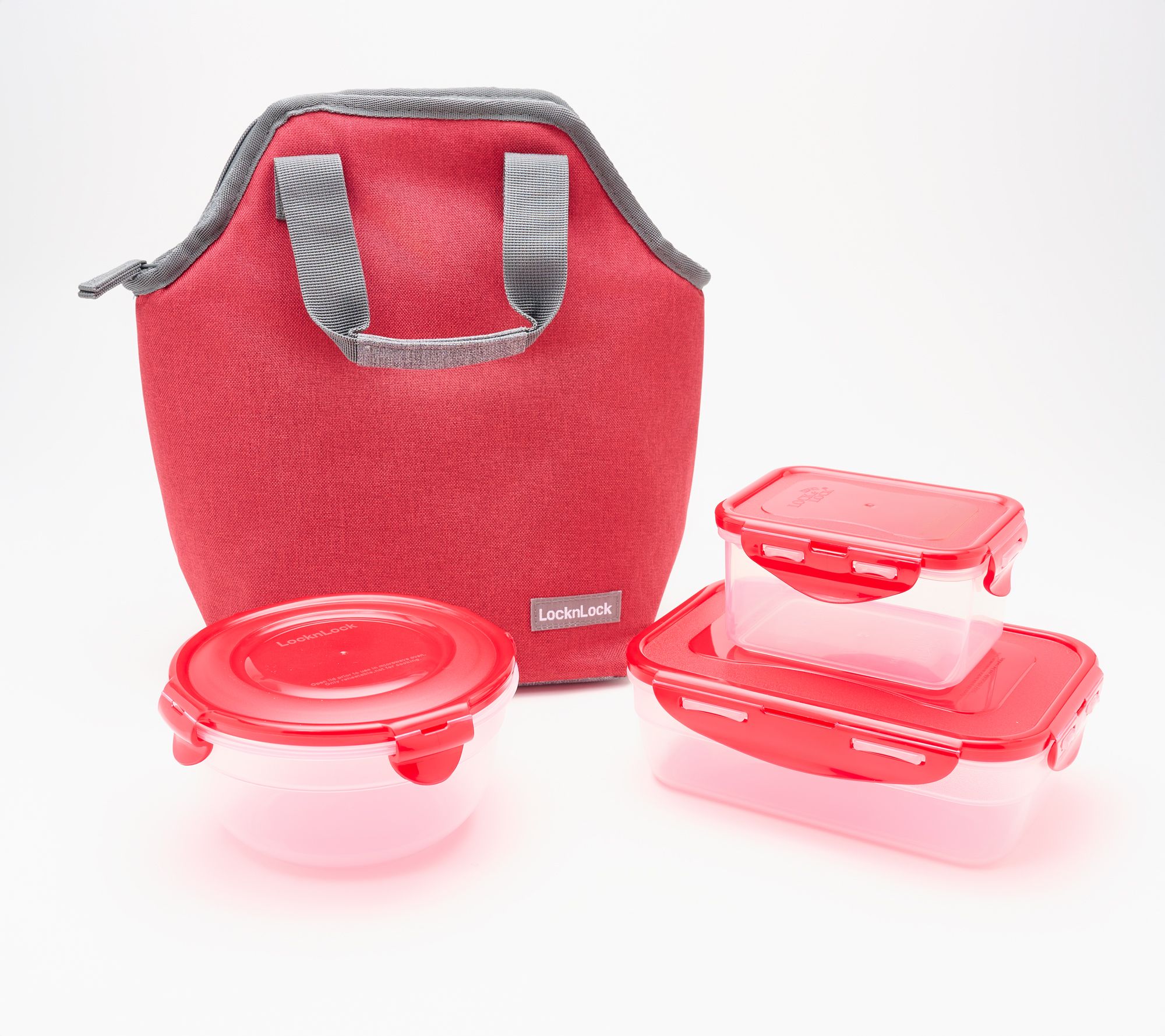 LocknLock Insulated Lunch Tote w/ (3) Multi-Shape Containers