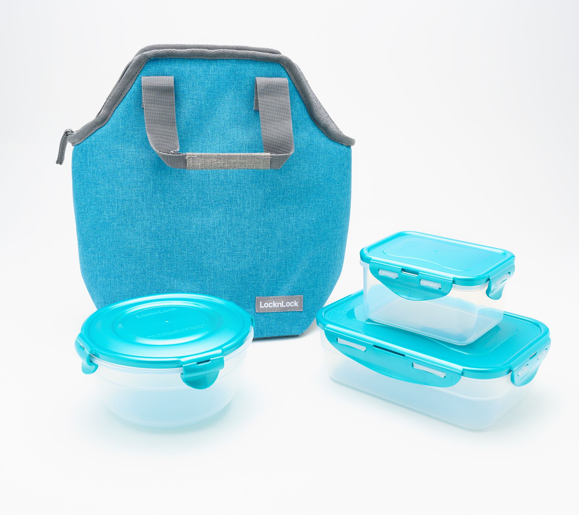 LocknLock Insulated Lunch Tote w/ (3) Multi-Shape Containers