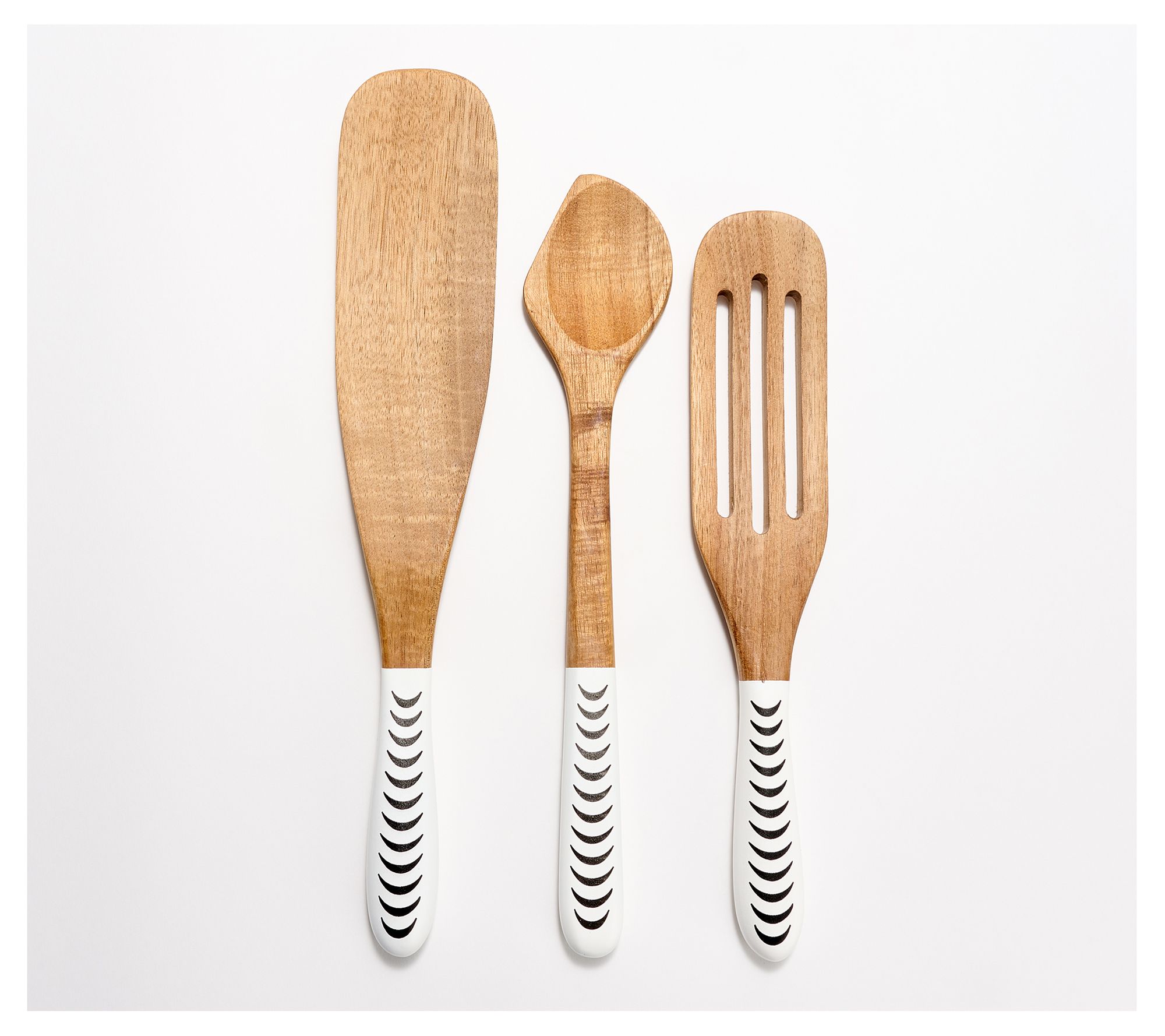 "As Is" Mad Hungry 3pc Acacia Printed Wood Kitchen Tool Set