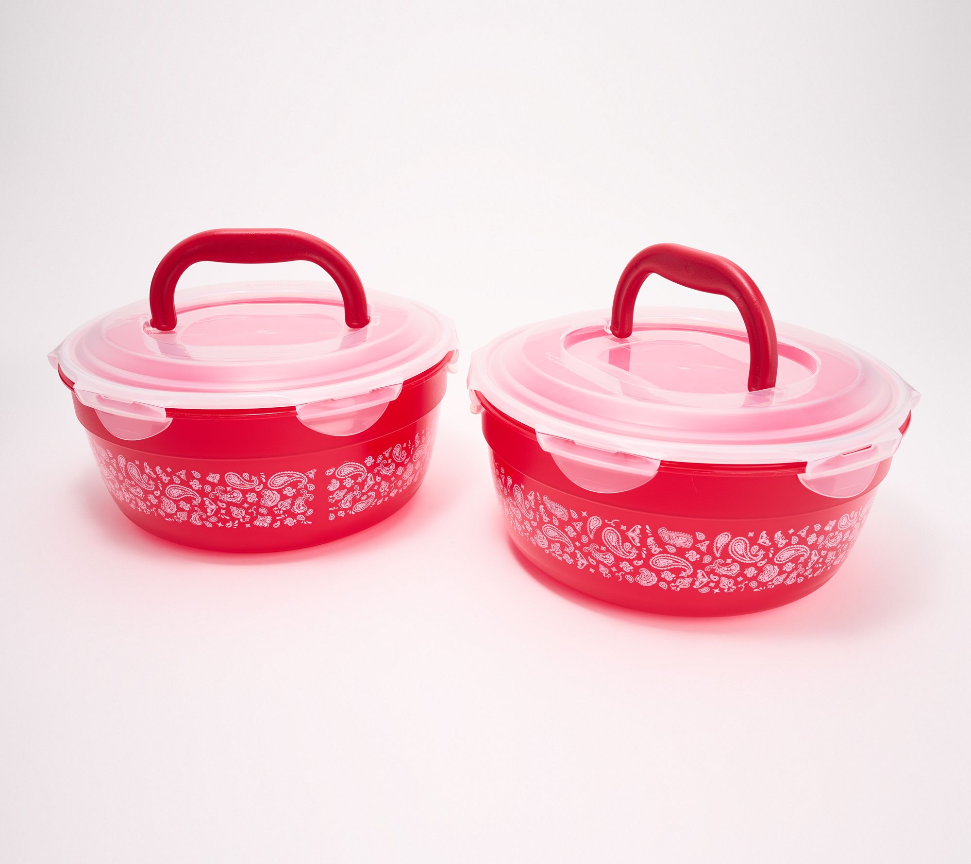 LocknLock Set of 2 Patriotic Print Bowls w/ Handle Lids