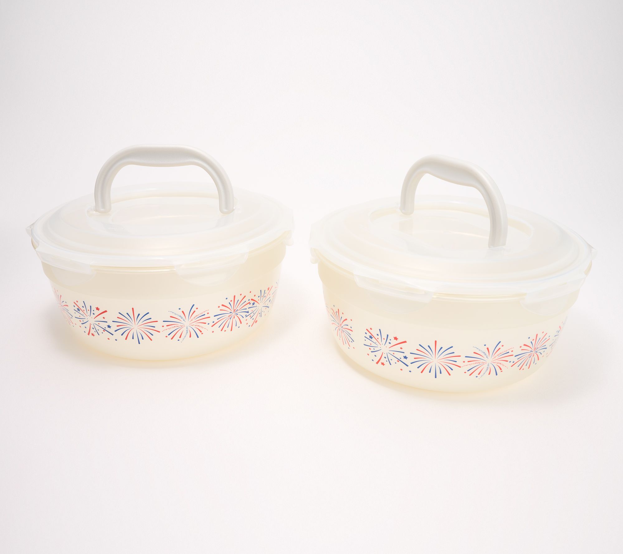 LocknLock Set of 2 Patriotic Print Bowls w/ Handle Lids
