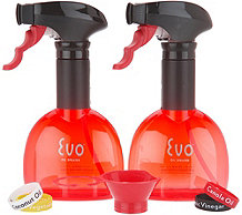  Evo Set of (2) 8-oz Non-Aerosol Oil Sprayers with Funnel - K46998