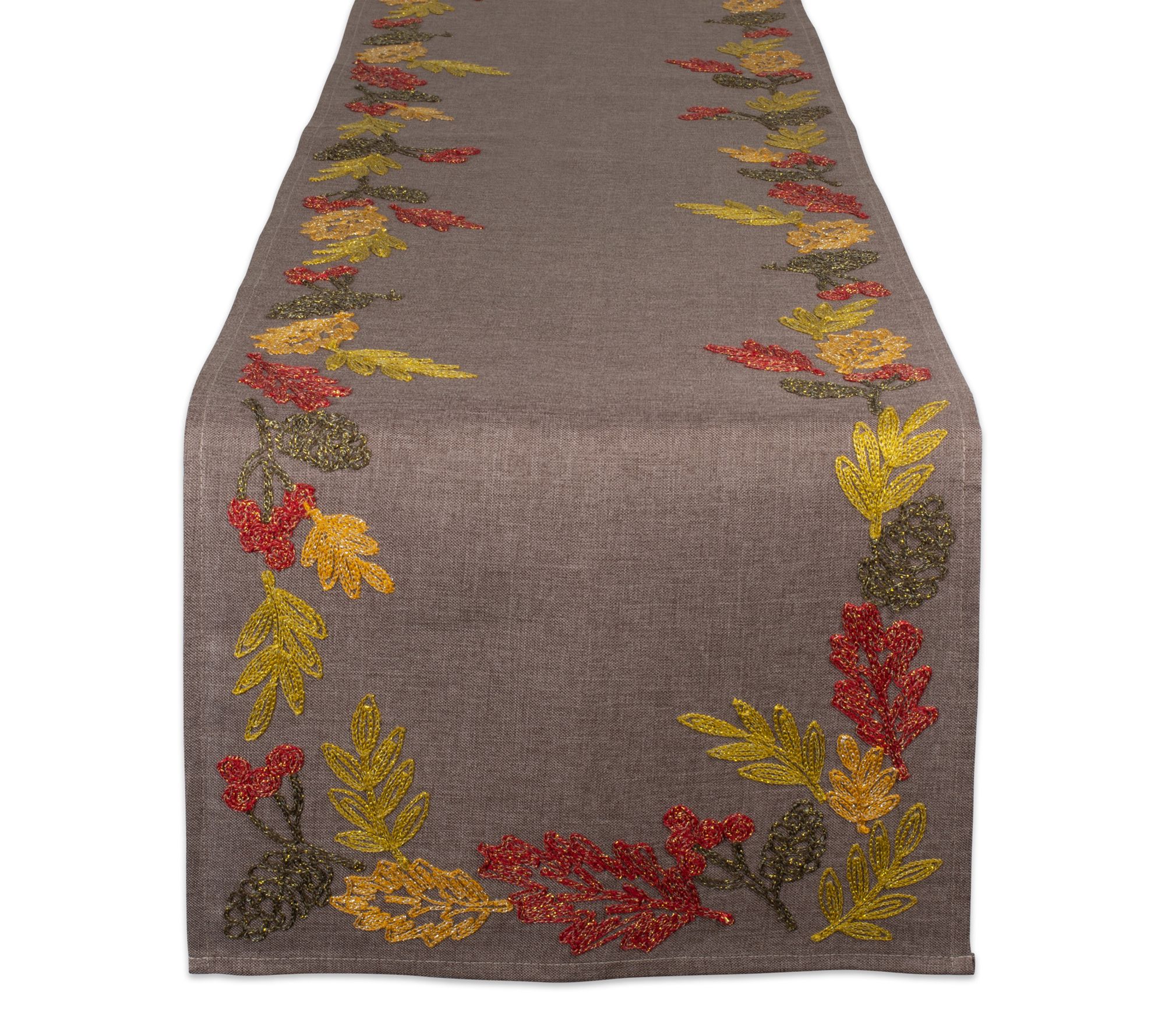 Design Imports 14" x 108" Shimmering Leaves Tabe Runner
