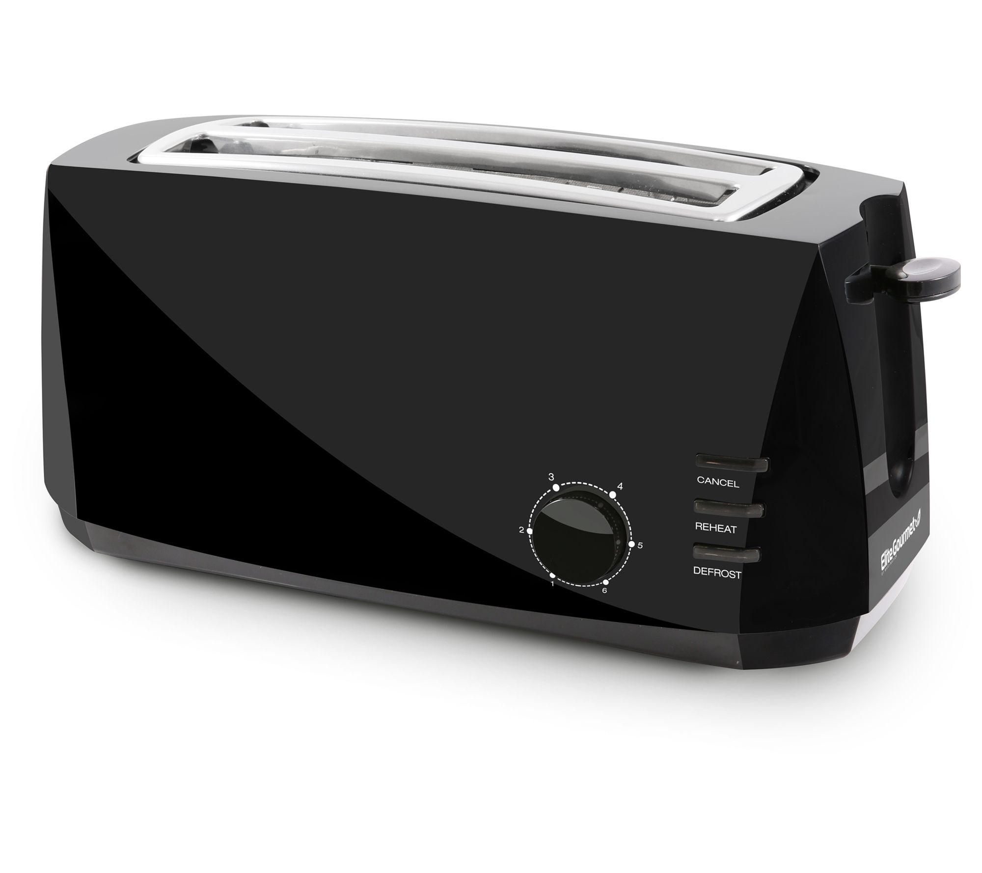 Elite Gourmet 4 Slice Long Slot, Black Cool Touch Toaster