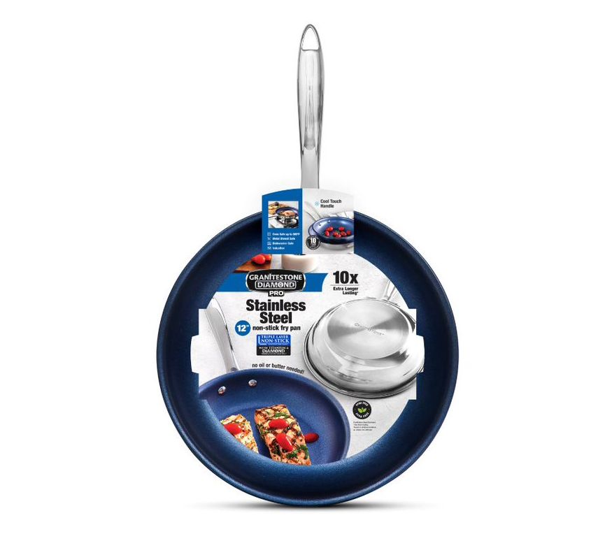 Granitestone 12" Blue Stainless Steel NonstickFry Pan