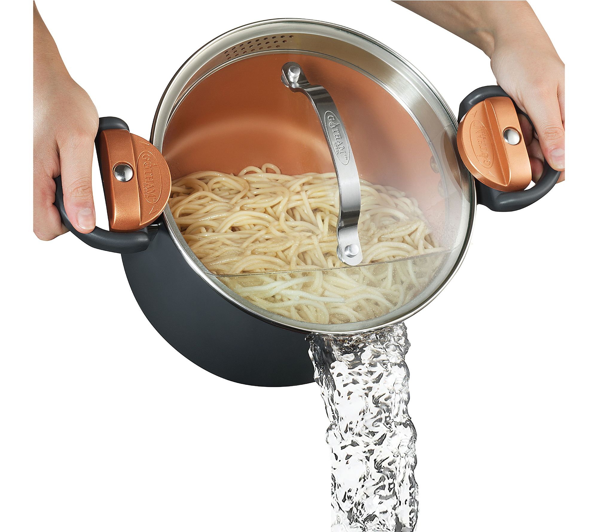 Gotham Steel 5 Qt Nonstick Pasta Pot with Twist& Lock Handles