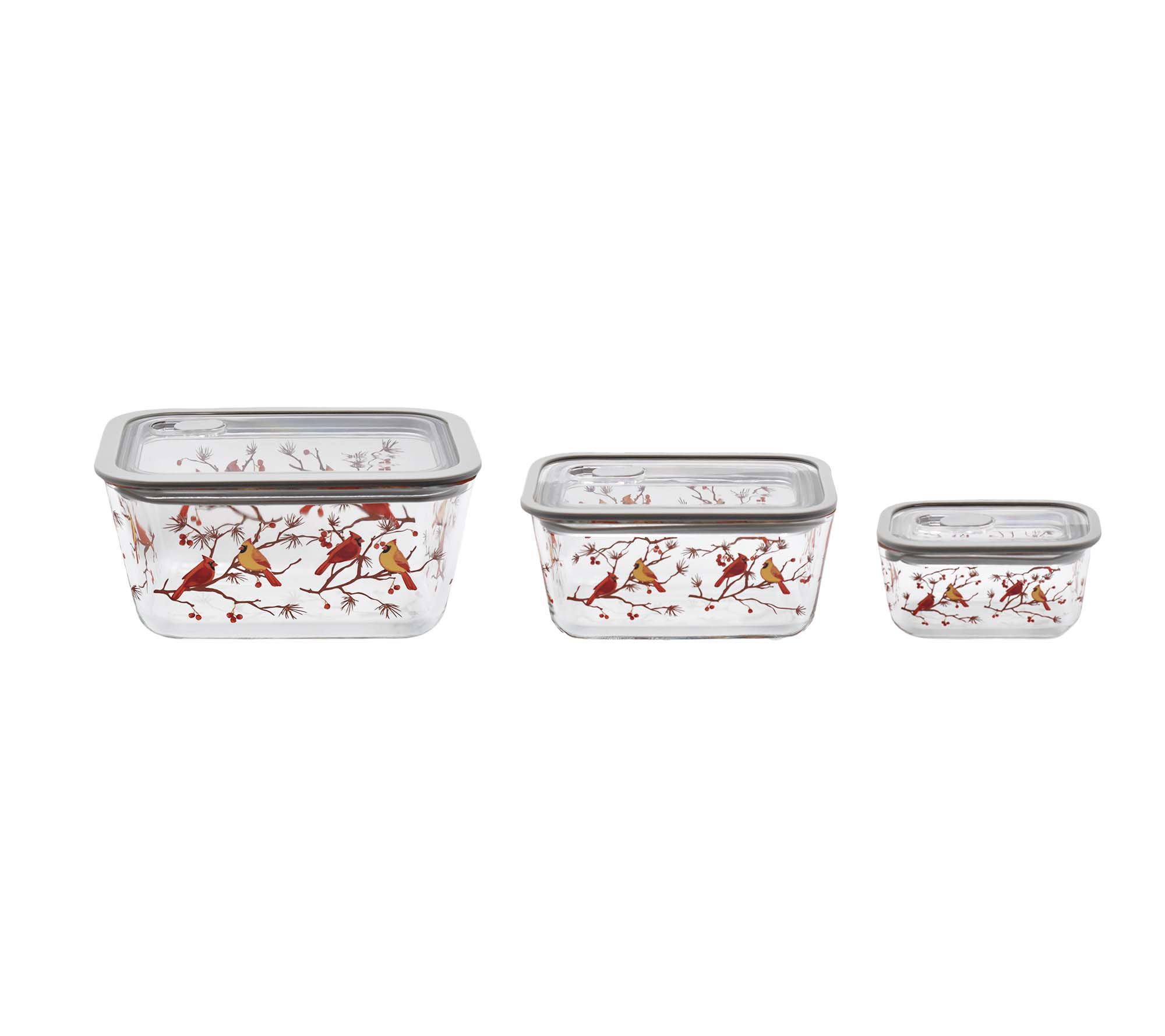 Temp-tations Seasonal 3-Piece Glass Container Set w/ Vented Lids