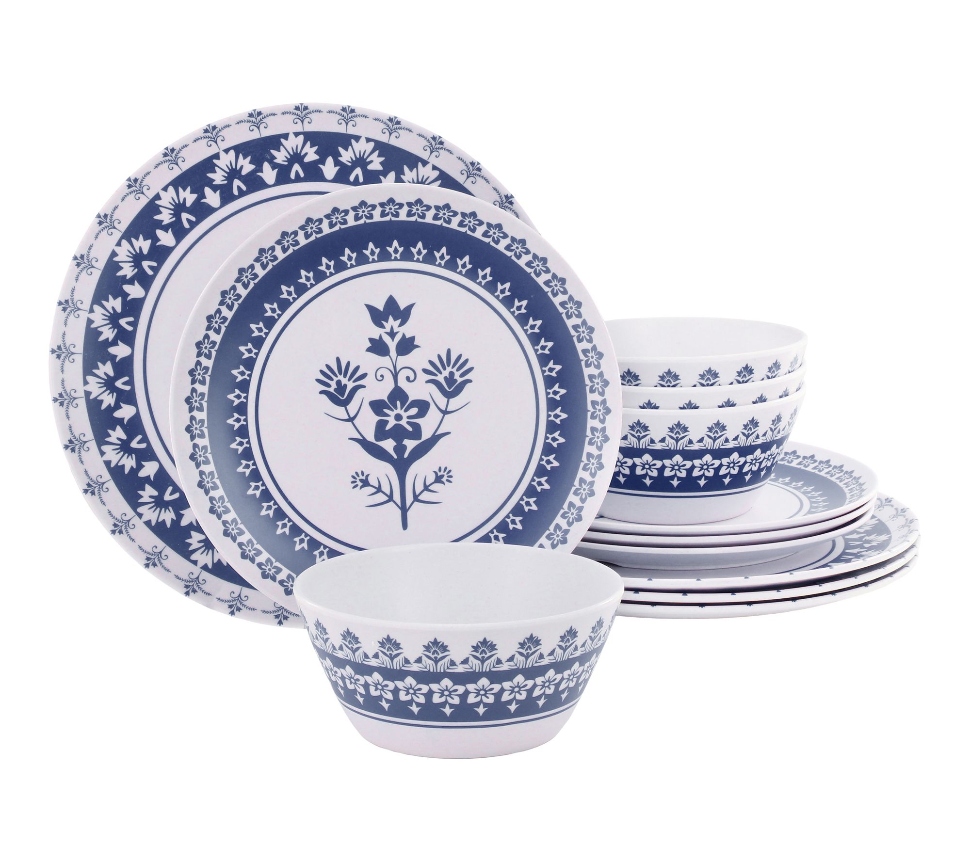 Martha Stewart 12 Piece Round Bamboo Fiber Dinnerware Set