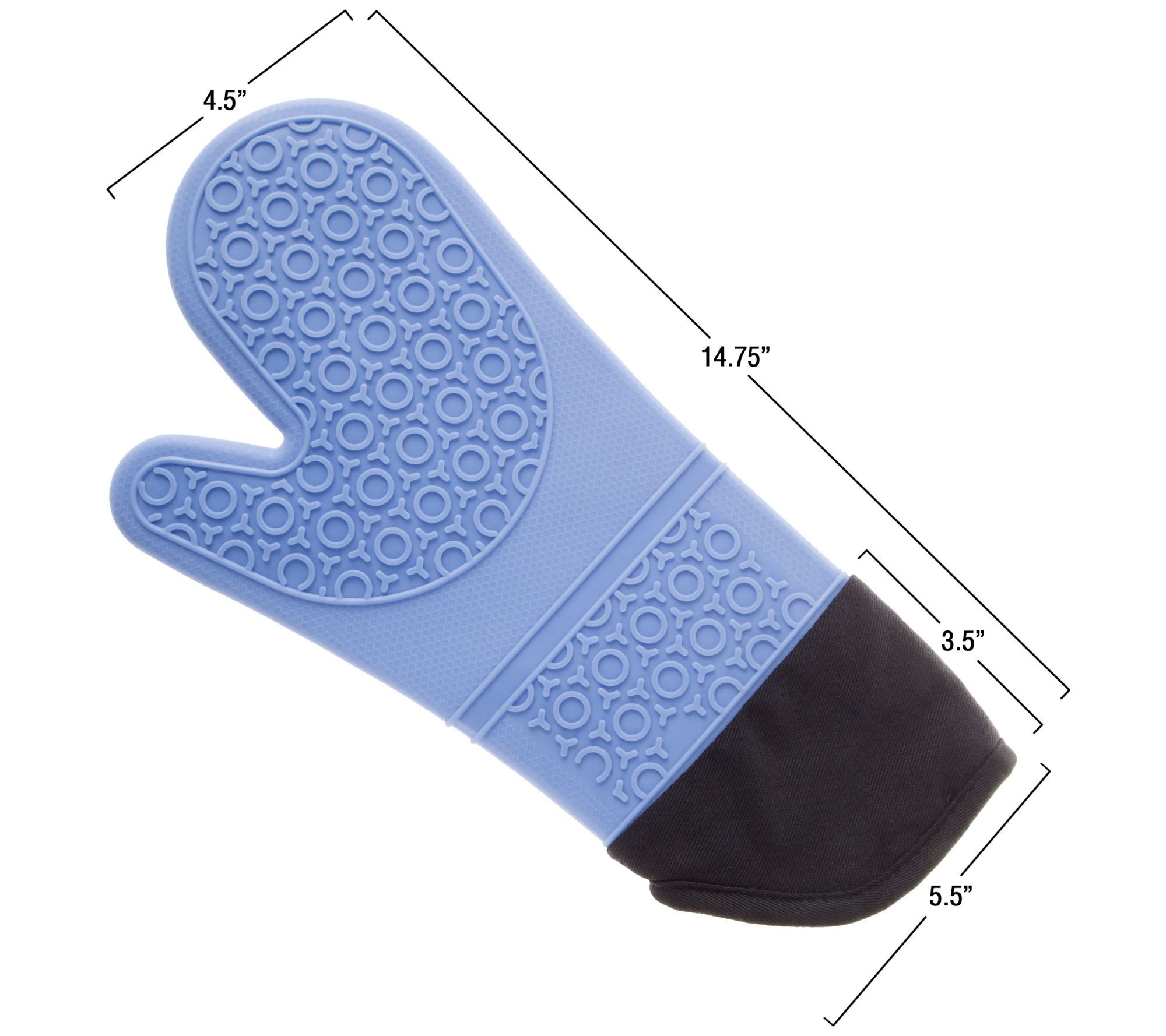 Lavish Home Silicone Black Oven Mitts with Quilted Lining (2-Pack