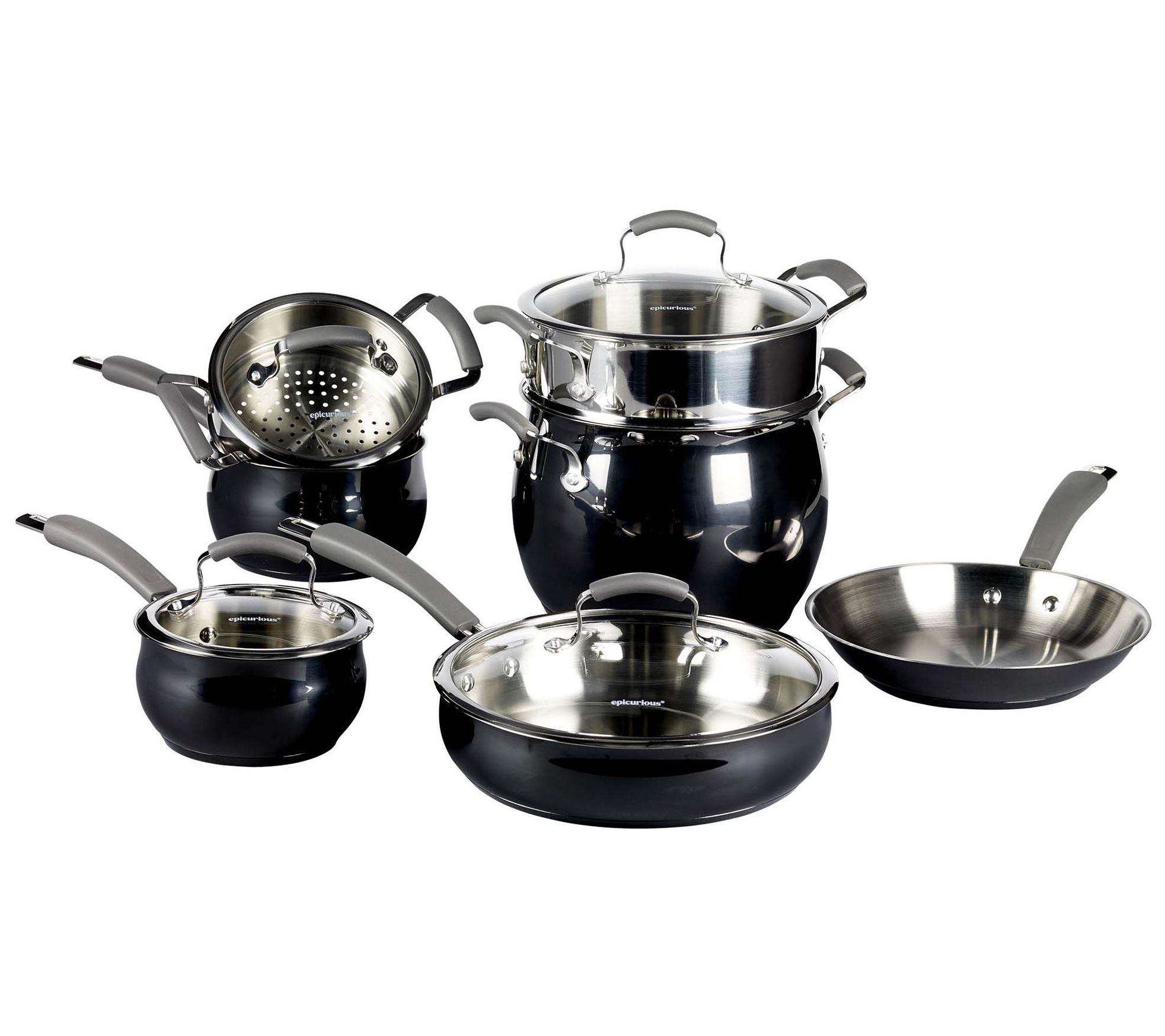 Epicurious 11-Piece Stainless Steel Cookware Set - QVC.com