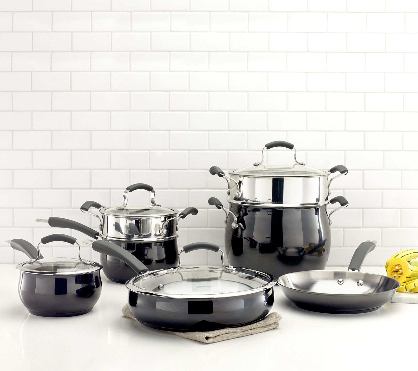 Epicurious 11-Piece Stainless Steel Cookware Set - QVC.com