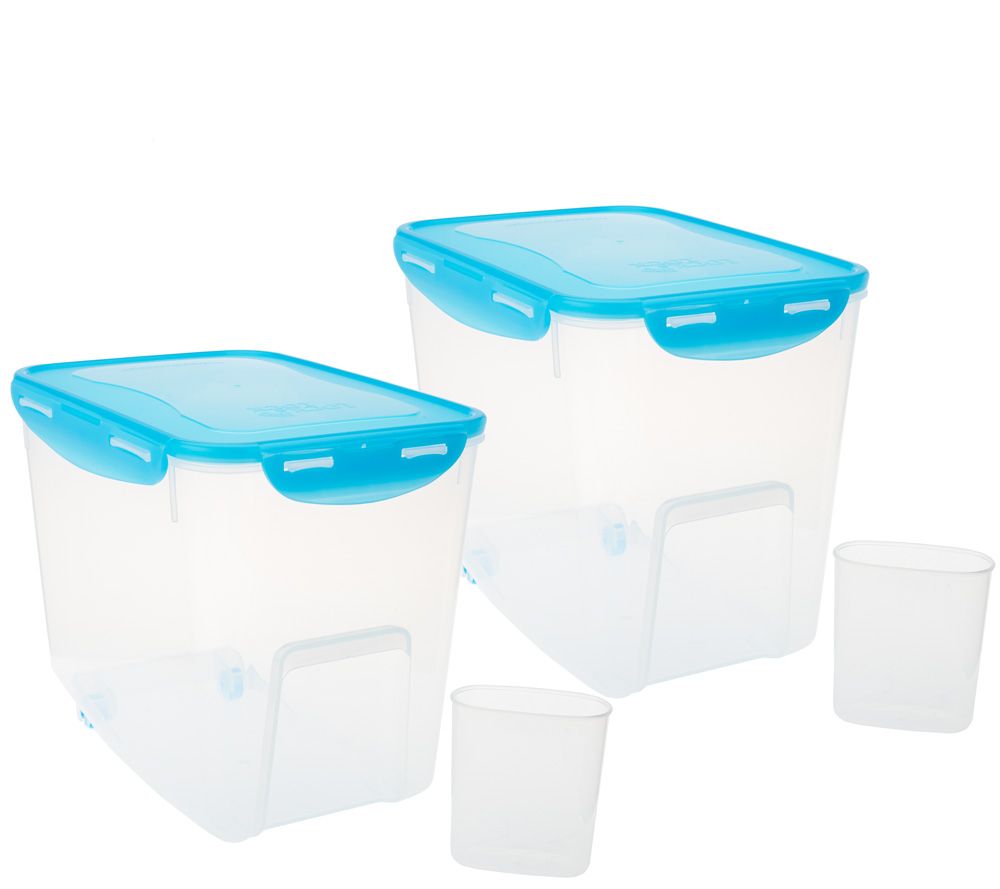 Lock & Lock 2piece Bulk Storage Bins w/ Wheel and Color Lids