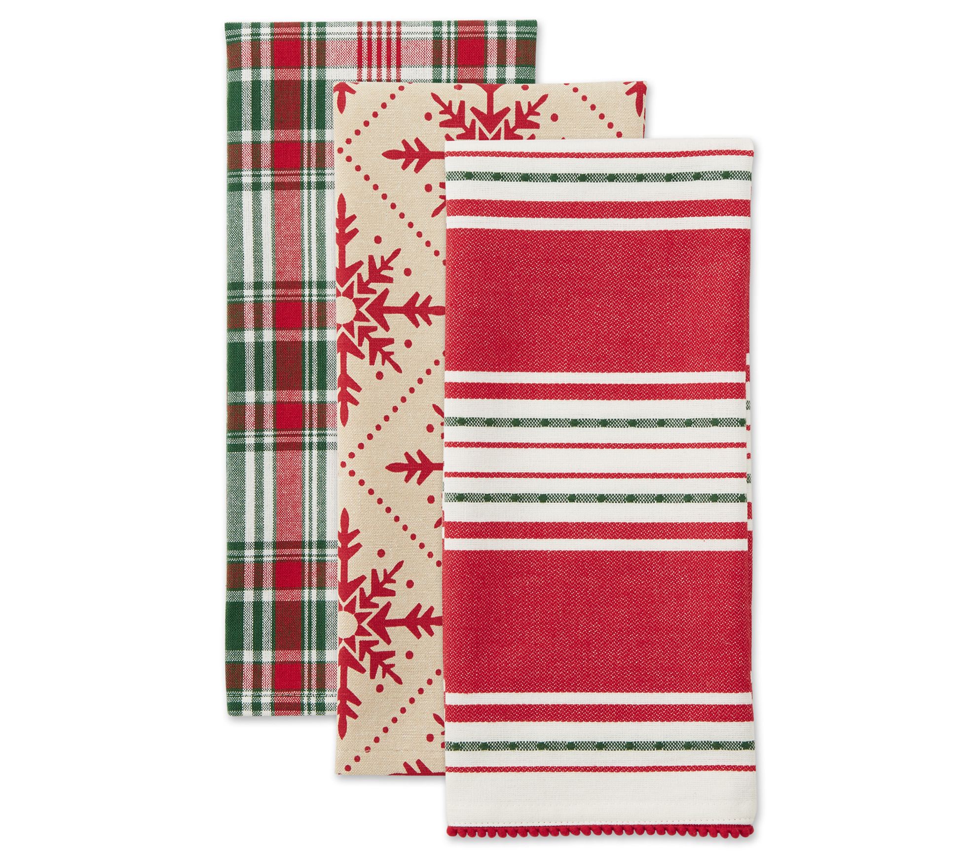 Design Imports Set of 3 Scandinavian SnowflakesKitchen Towels - QVC.com