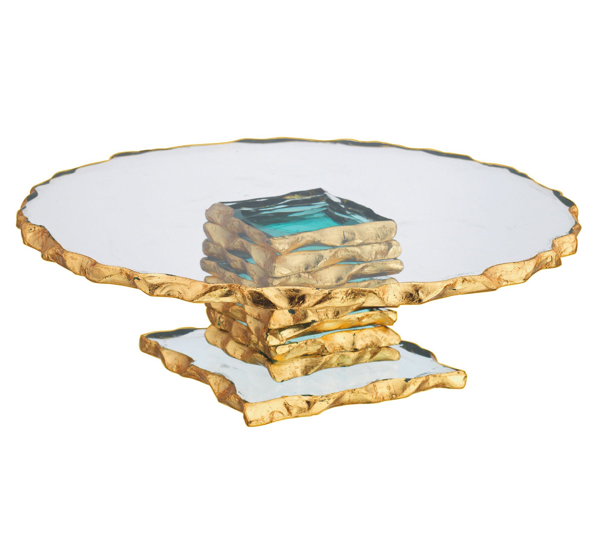 Godinger Harper 13.19" Gold Trimmed Crystal Cak e Stand