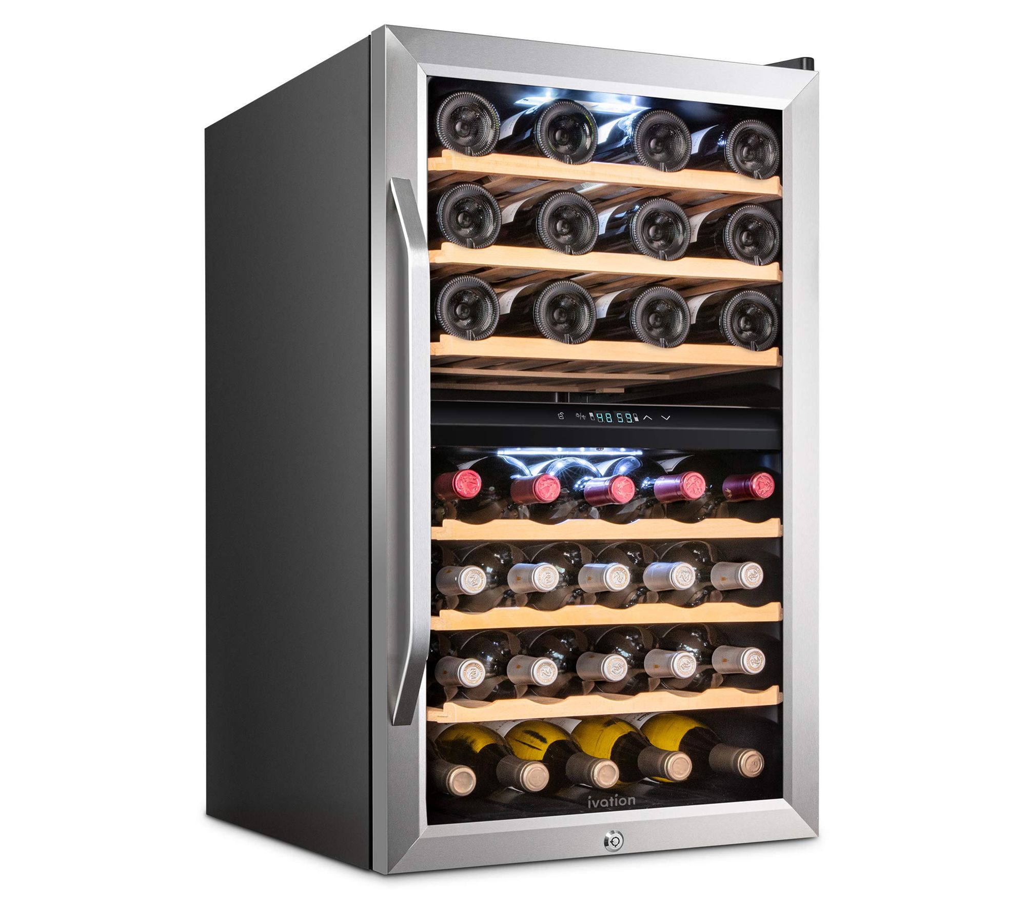 Schmecke 55-Bottle Dual Zone Freestanding Wine Cooler ,Black