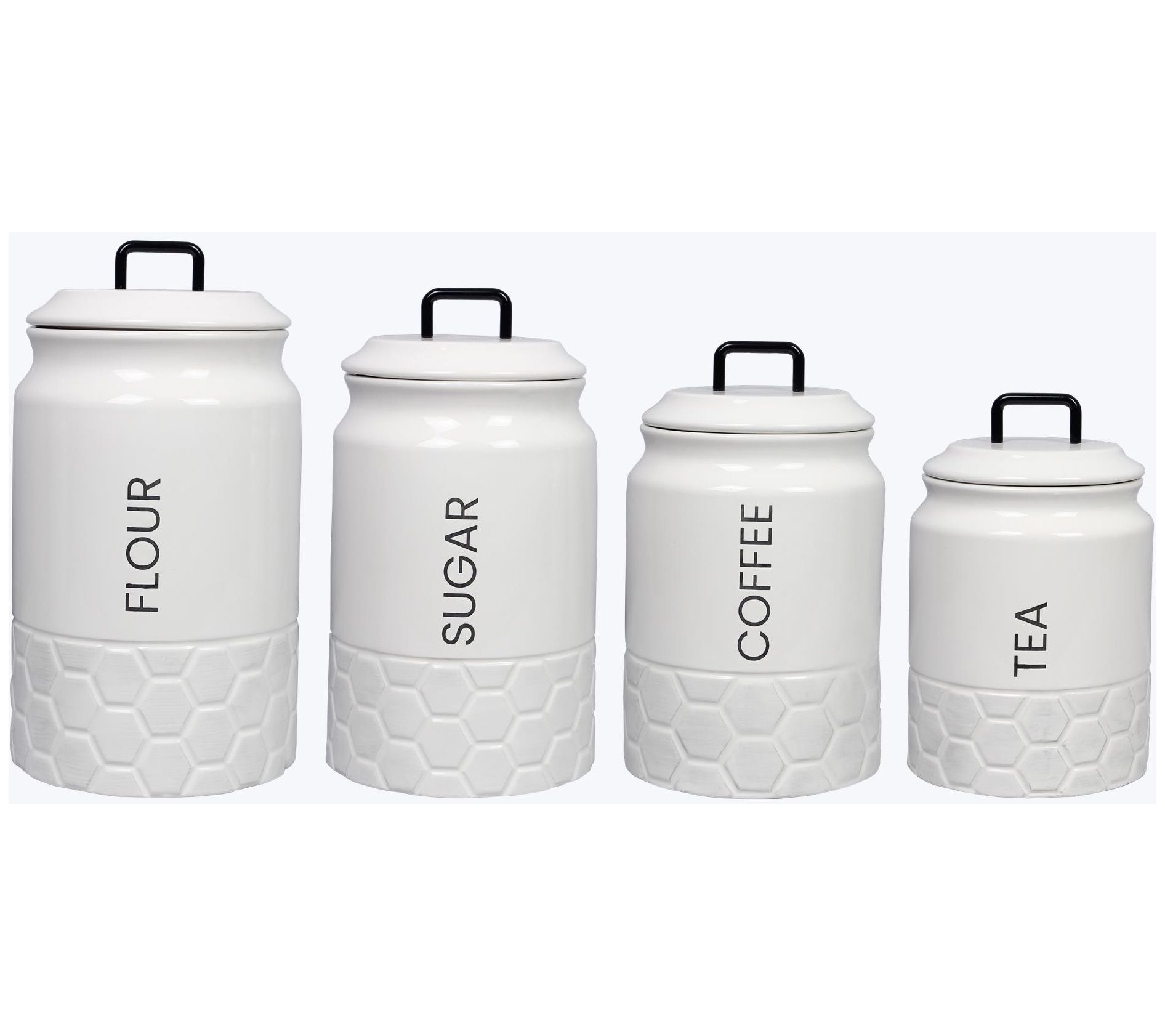 Megachef Essential Kitchen Storage 3 Piece Sugar, Coffee And Tea Canister  Set In Matte White : Target